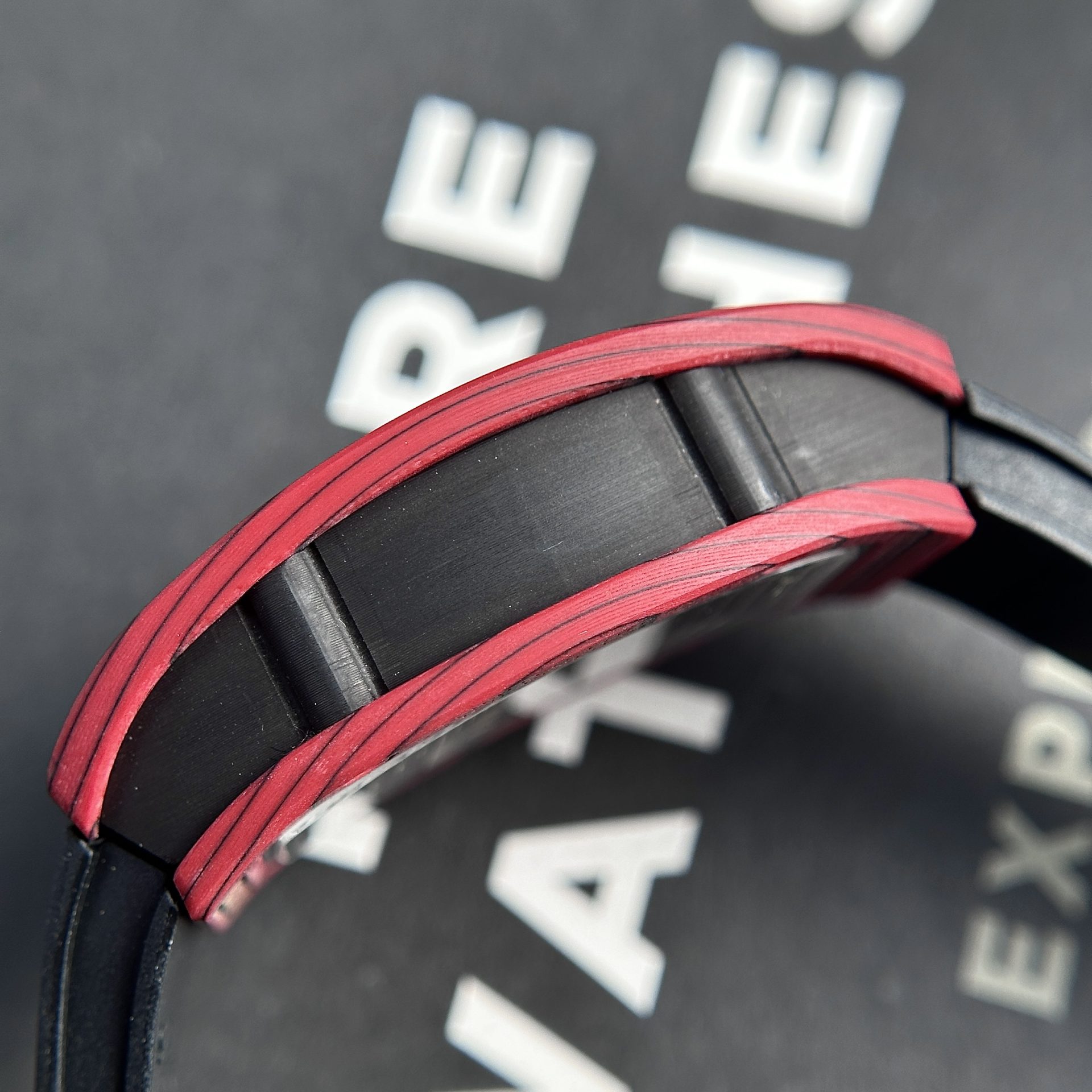 Richard Mille Replica Watches RM07-01 Red Carbon Rubber Strap 32x46mm - Top club