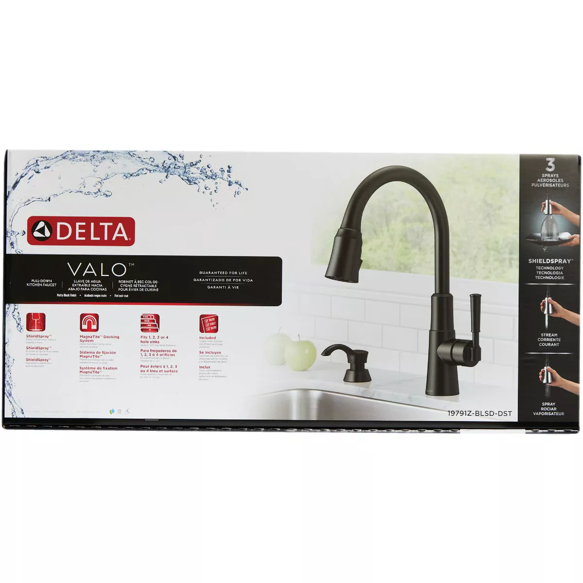 Delta Valo 1-Handle Pull-Down Kitchen Faucet with Soap Dispenser, Matte Black