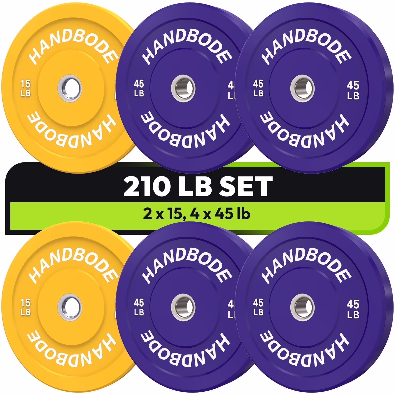 HANDBODE Bumper Plates Olympic Weight Plates, Colored Rubber plate for Weight Lifting and Strength Training 140LB - Image 3