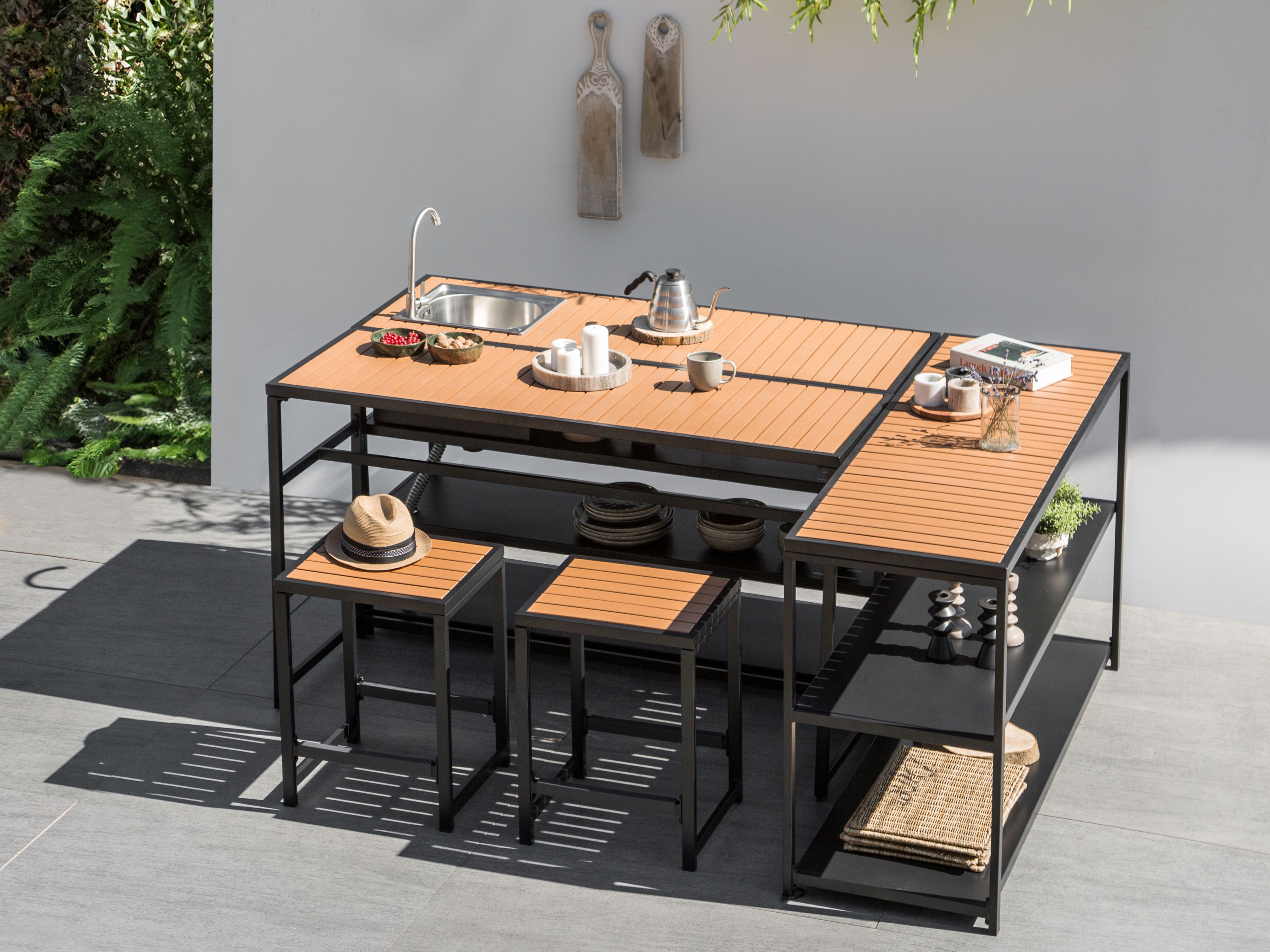 Outdoor Kitchen Island AVETRANA Metal Black
