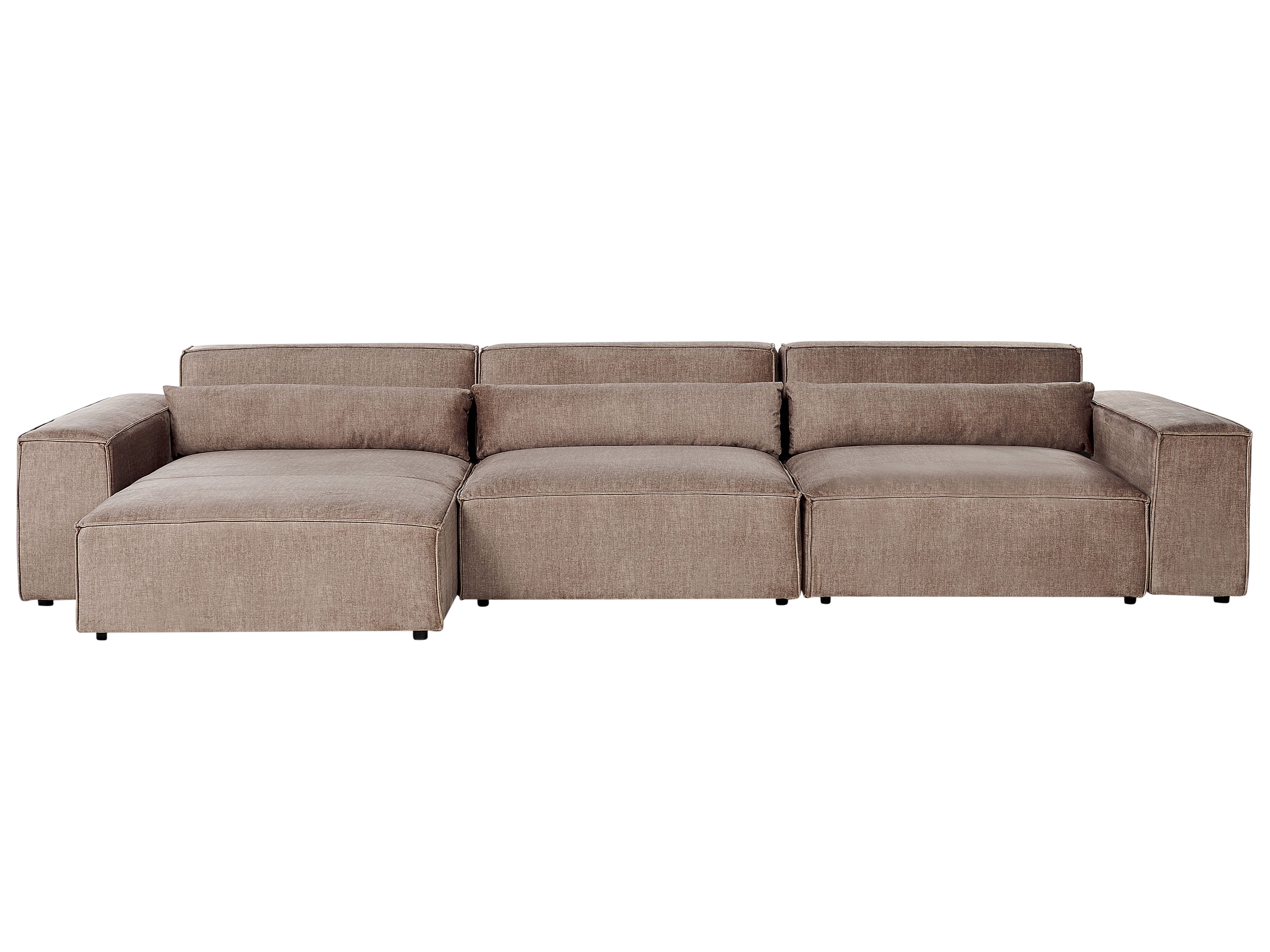 Modular Corner Sofa 4 Seater HELLNAR Fabric Light Brown Right Hand