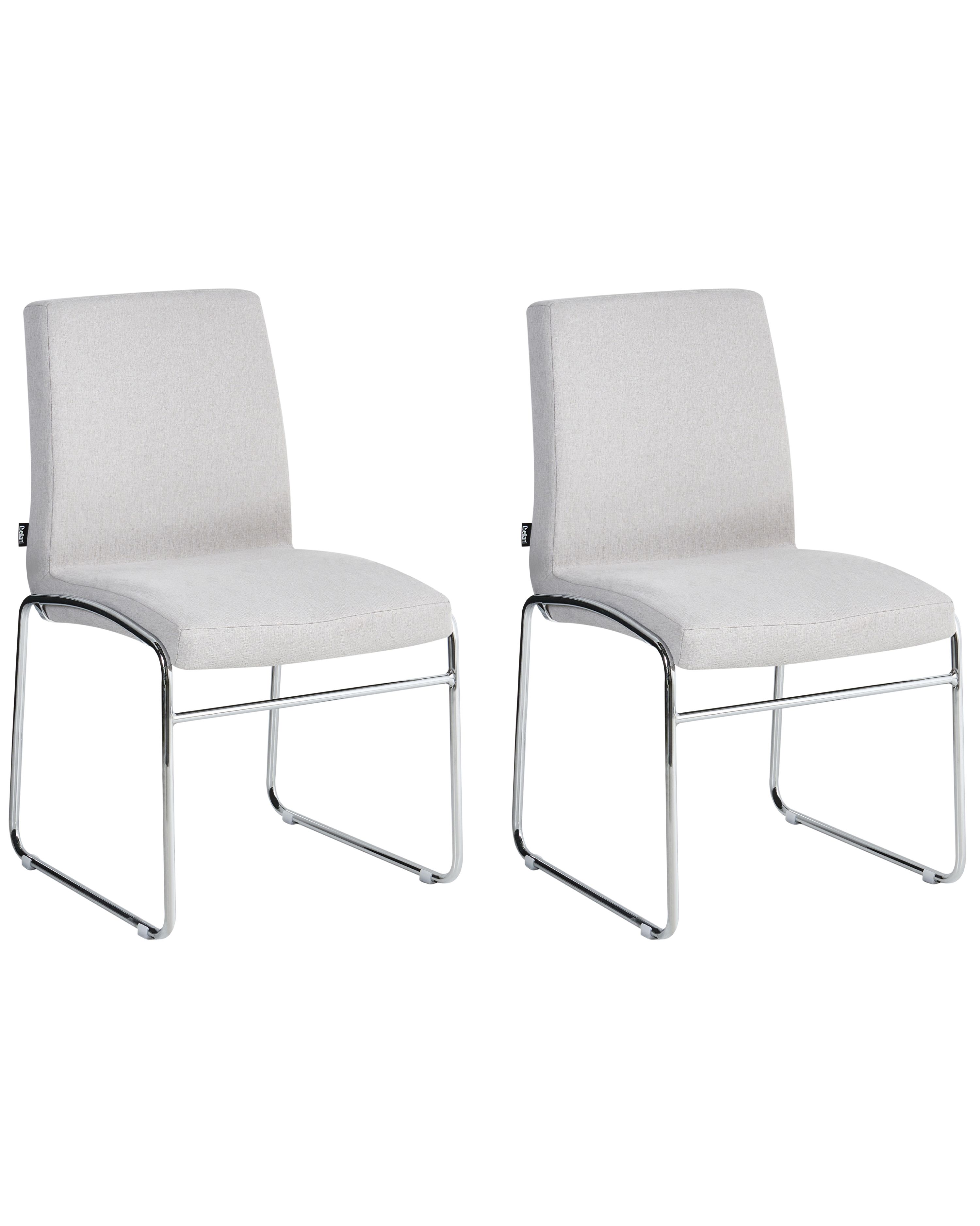Set of 2 Dining Chairs LECCO Fabric Light Grey