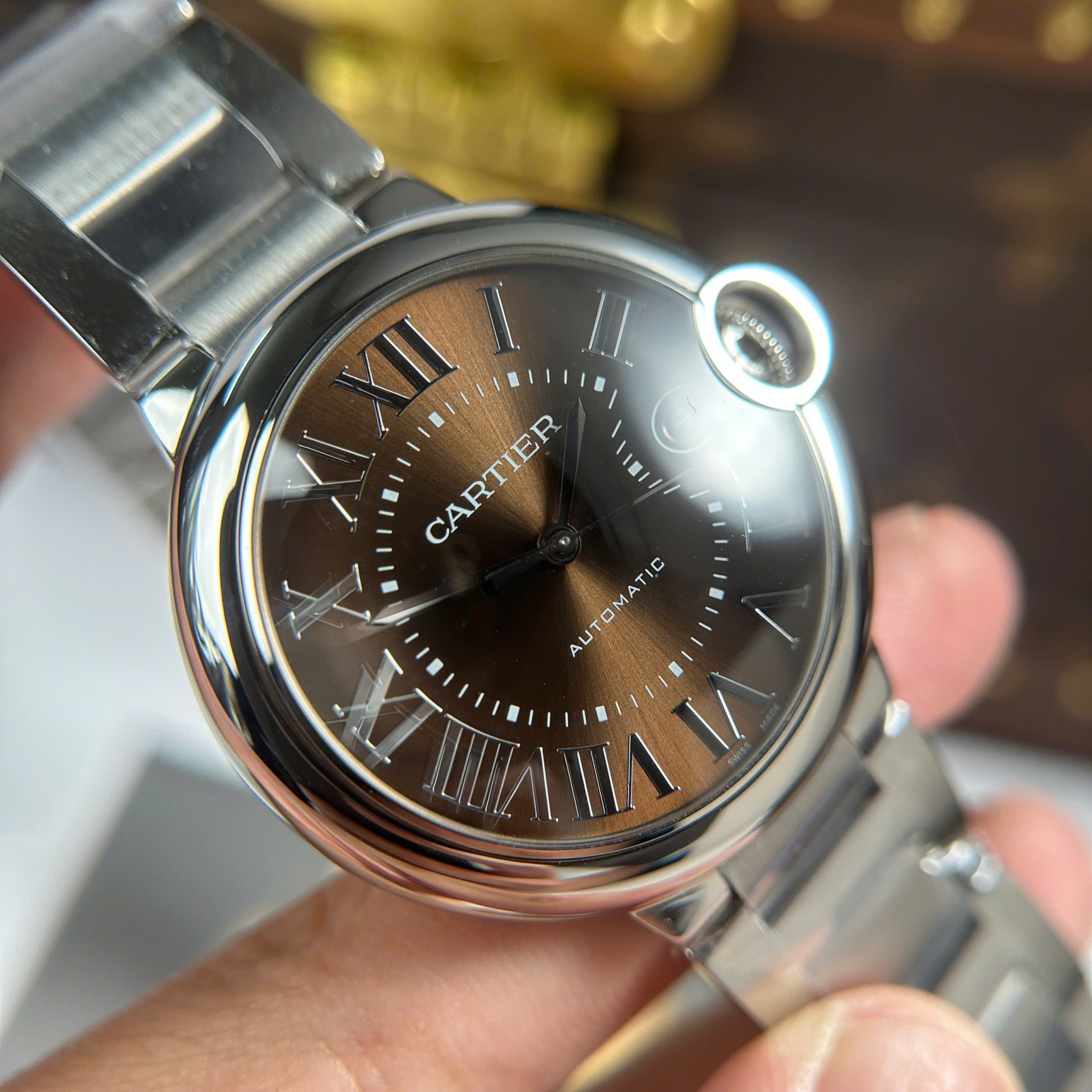 Cartier Ballon Bleu Luxury Imitation Watches Brown Dial Automatic Moevement AF Factory 40mm - Top club