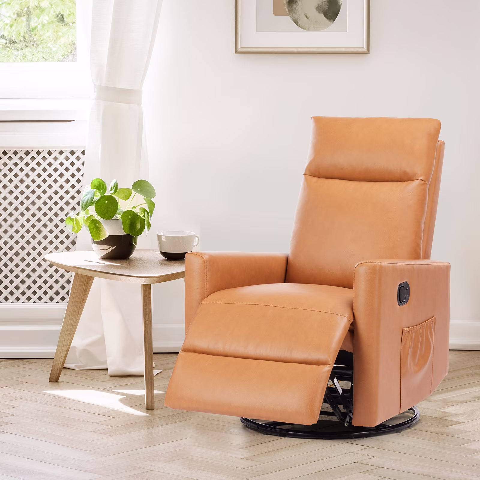 Recliner Message Chair with Footrest, Swivel Rocking Glider, High Back Upholstered Deep Seat for Living Room, Grey - Image 5