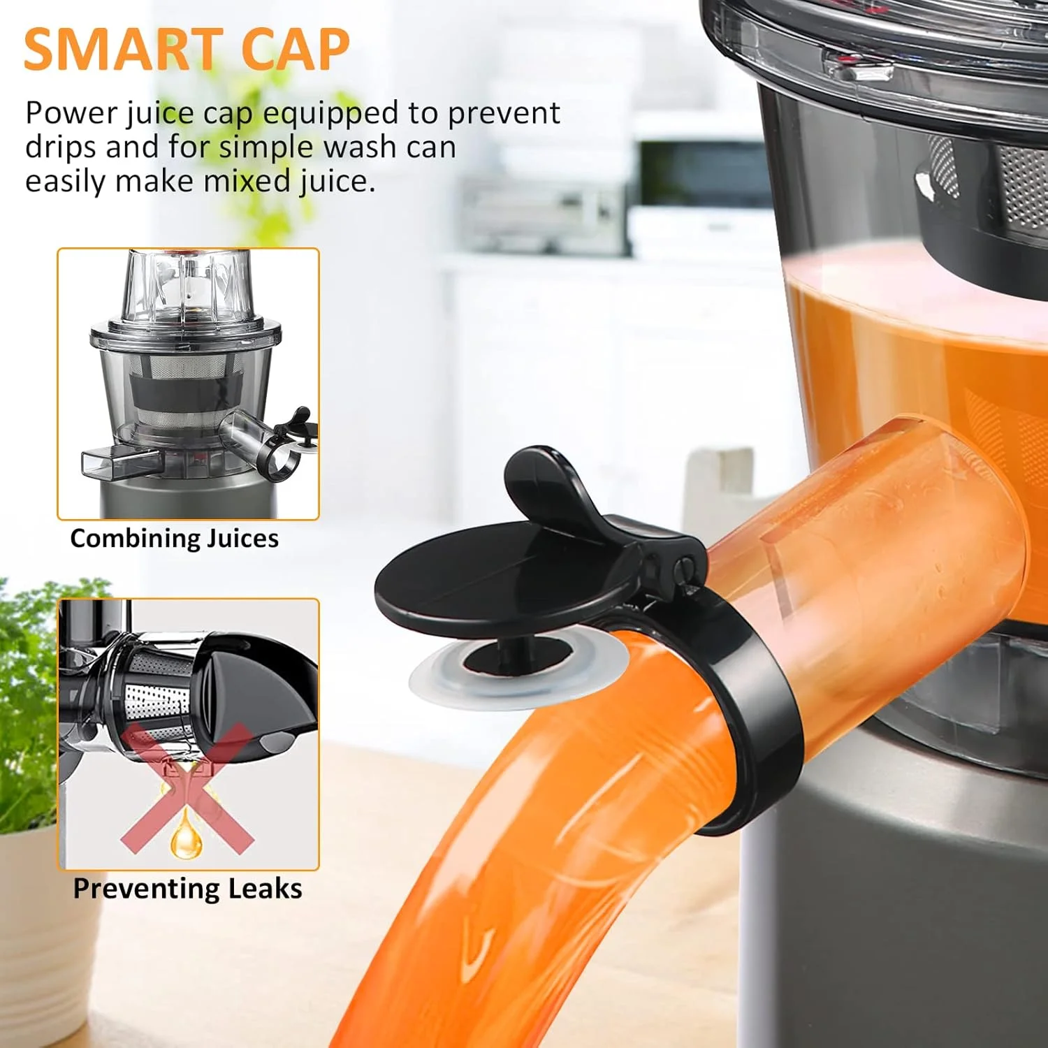 SIFENE 200W Cold Press Juicer Machine for Fruits and Vegetables, Masticating Juice Maker with 83mm Wide Chute, High Yield, Easy Clean, Gray