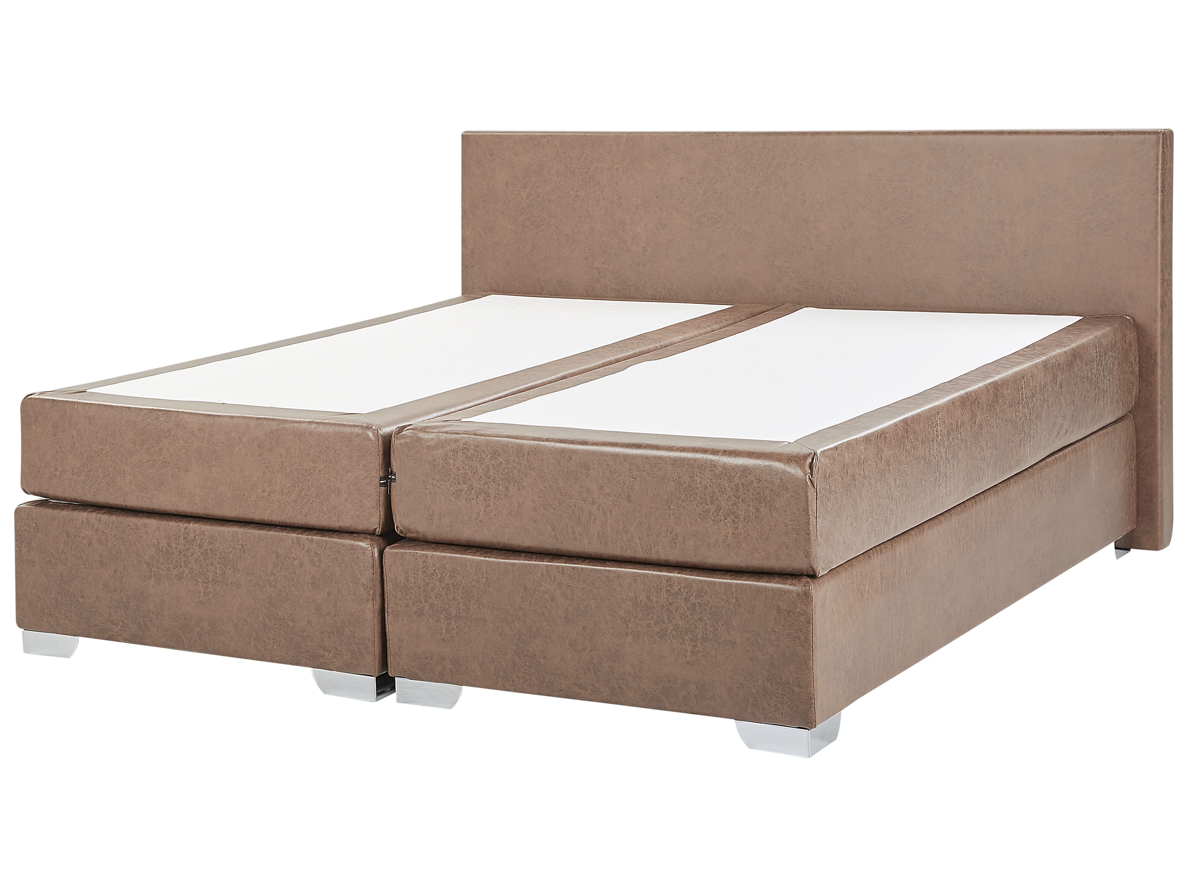 Divan Bed Faux Leather PRESIDENT 180 x 200 cm (EU Super King) Brown