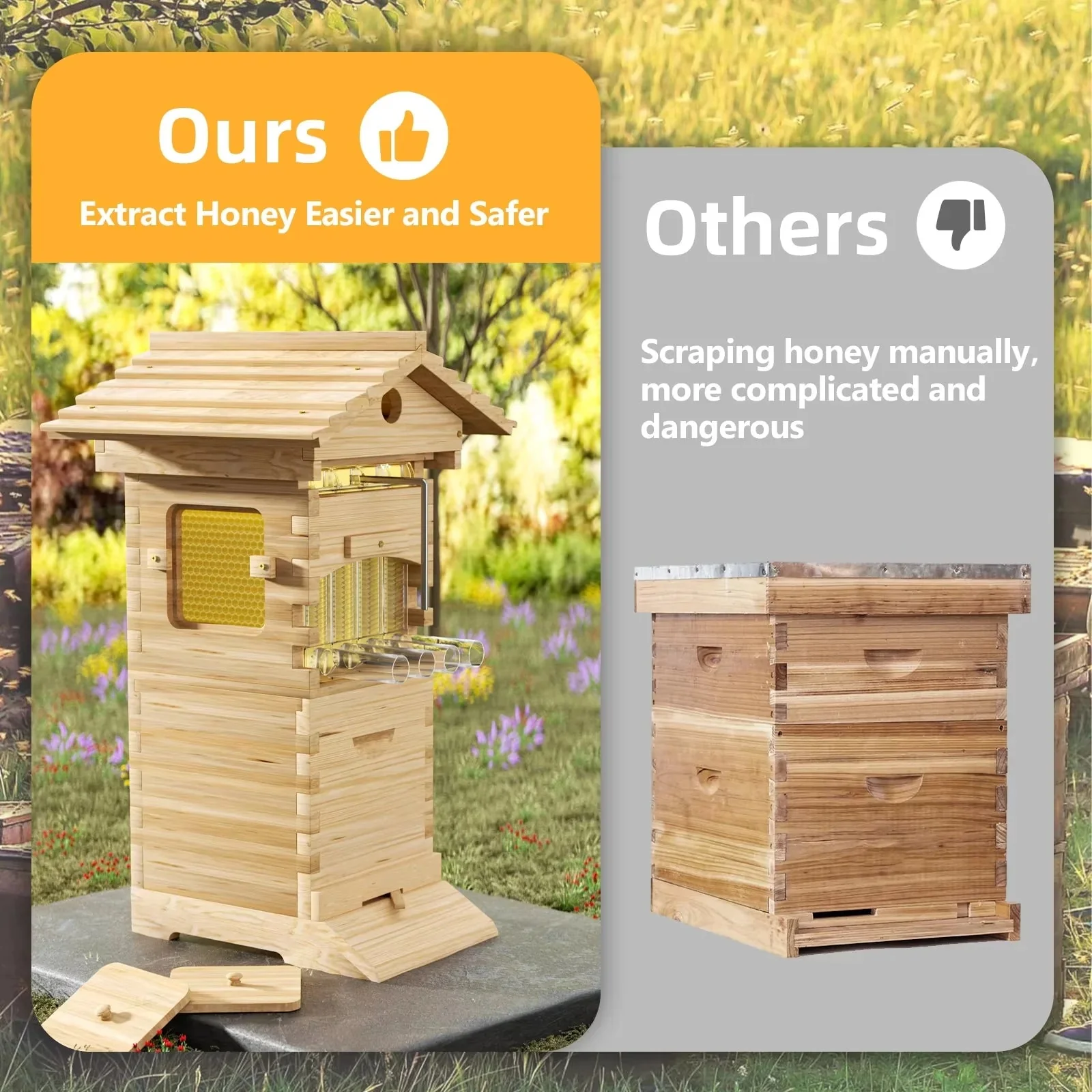 AUSHIVE Wax-Coated Cedarwood Beehive Kit With 4 Beehive Frames And 6 Brood Frames - Beige - Image 5 AUSHIVE Wax-Coated Cedarwood Beehive Kit With 4 Beehive Frames And 6 Brood Frames - Beige - Image 5