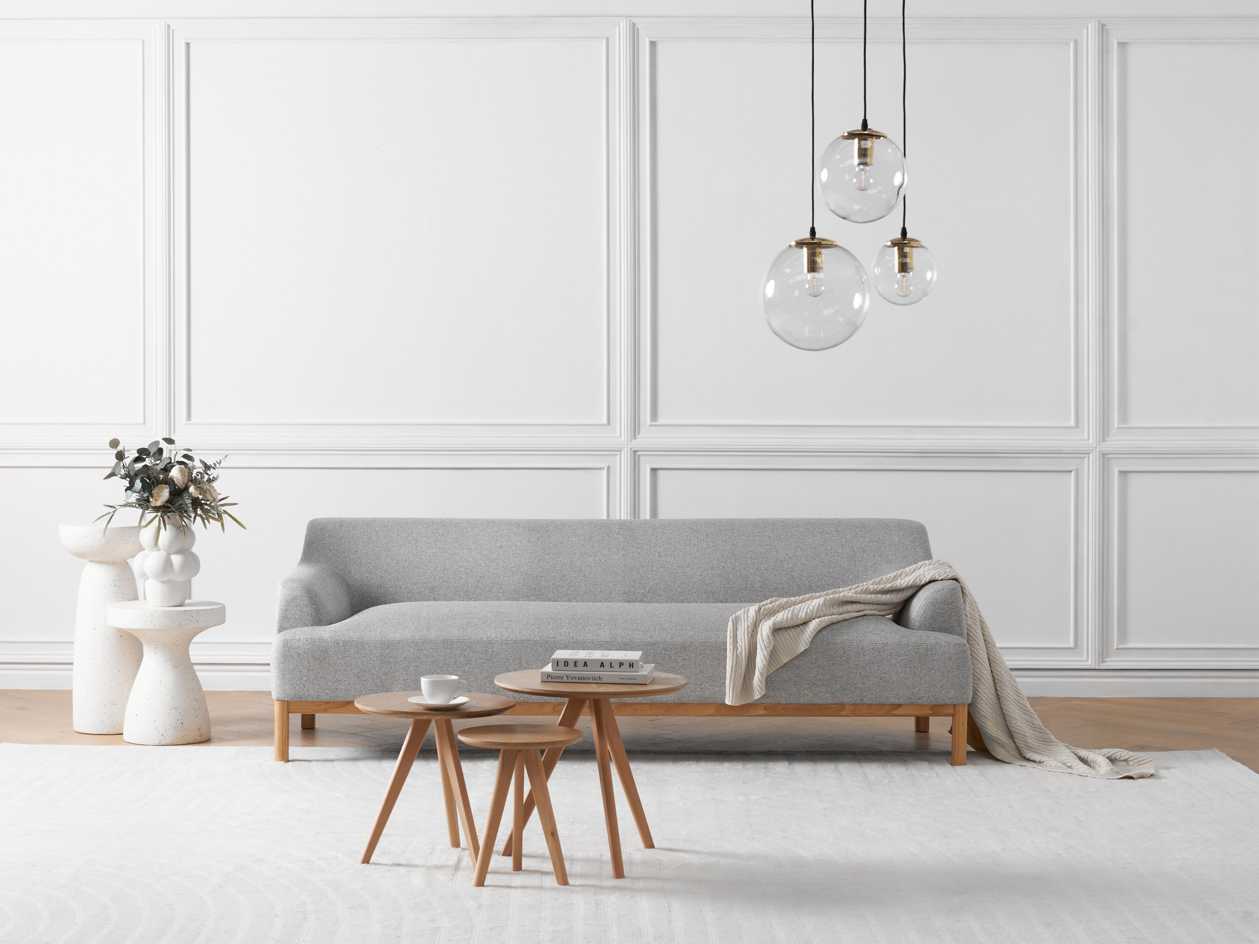 Sofa 3 Seater SOSJO Fabric Light Grey