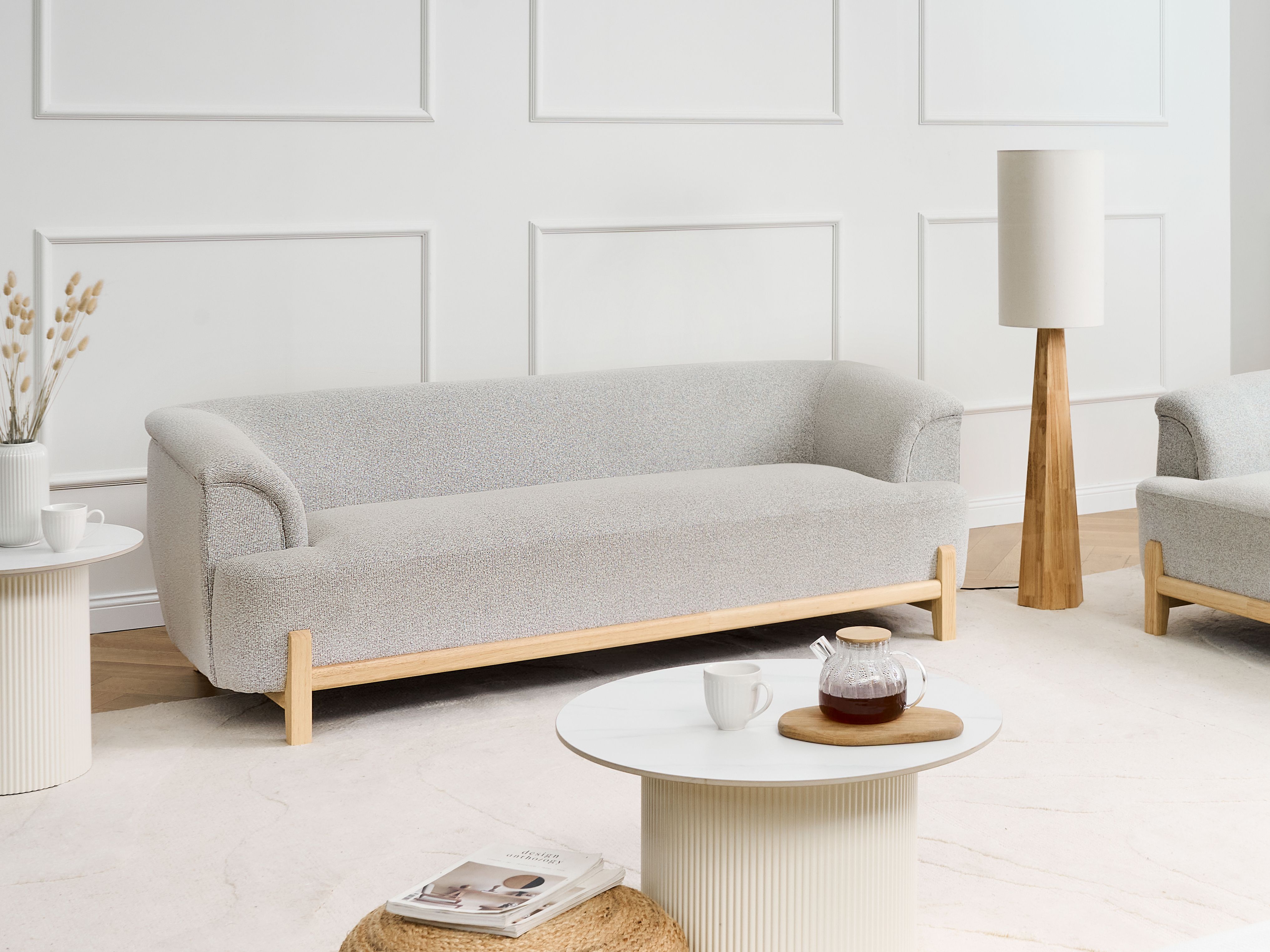 Sofa 3 Seater ALNOR Fabric Light Grey