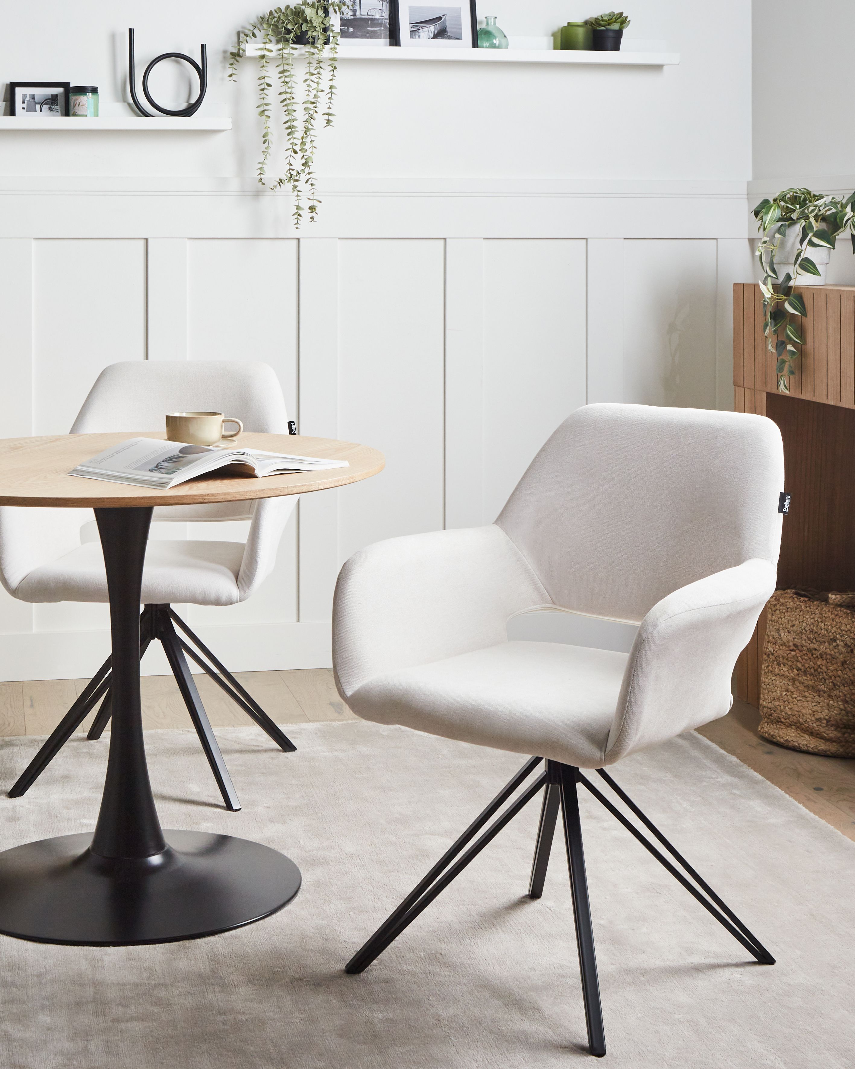 Set of 2 Dining Chairs CINEY Fabric Off-White
