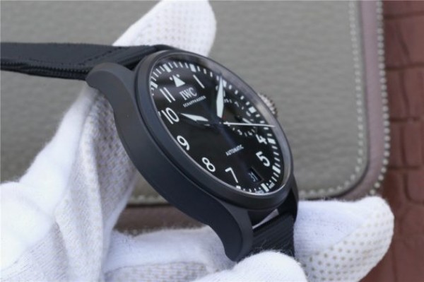 Replica IWC Big Pilot Real PR IW502001 Real Ceramic ZF V2 Black Calfskin Strap A51111 - Top club