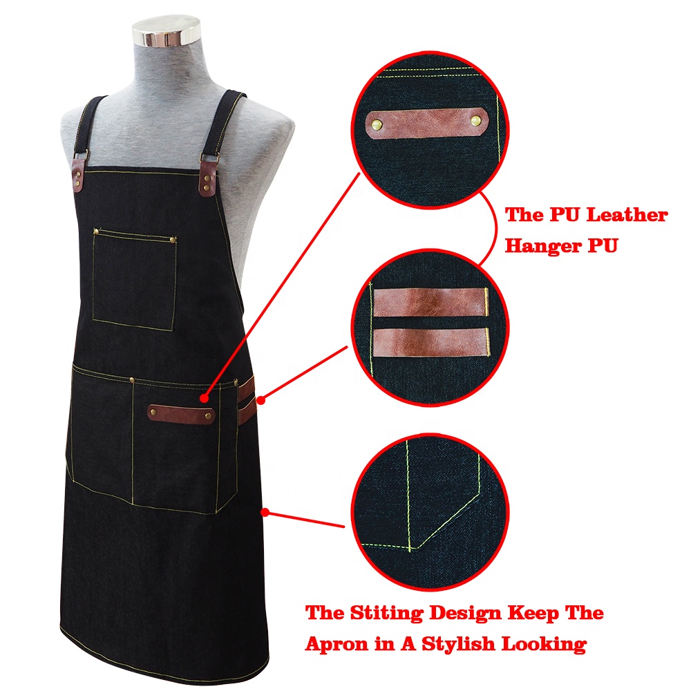 Cotton Denim Jeans Apron for Men Kitchen & Cleaning Use with Tool Pockets