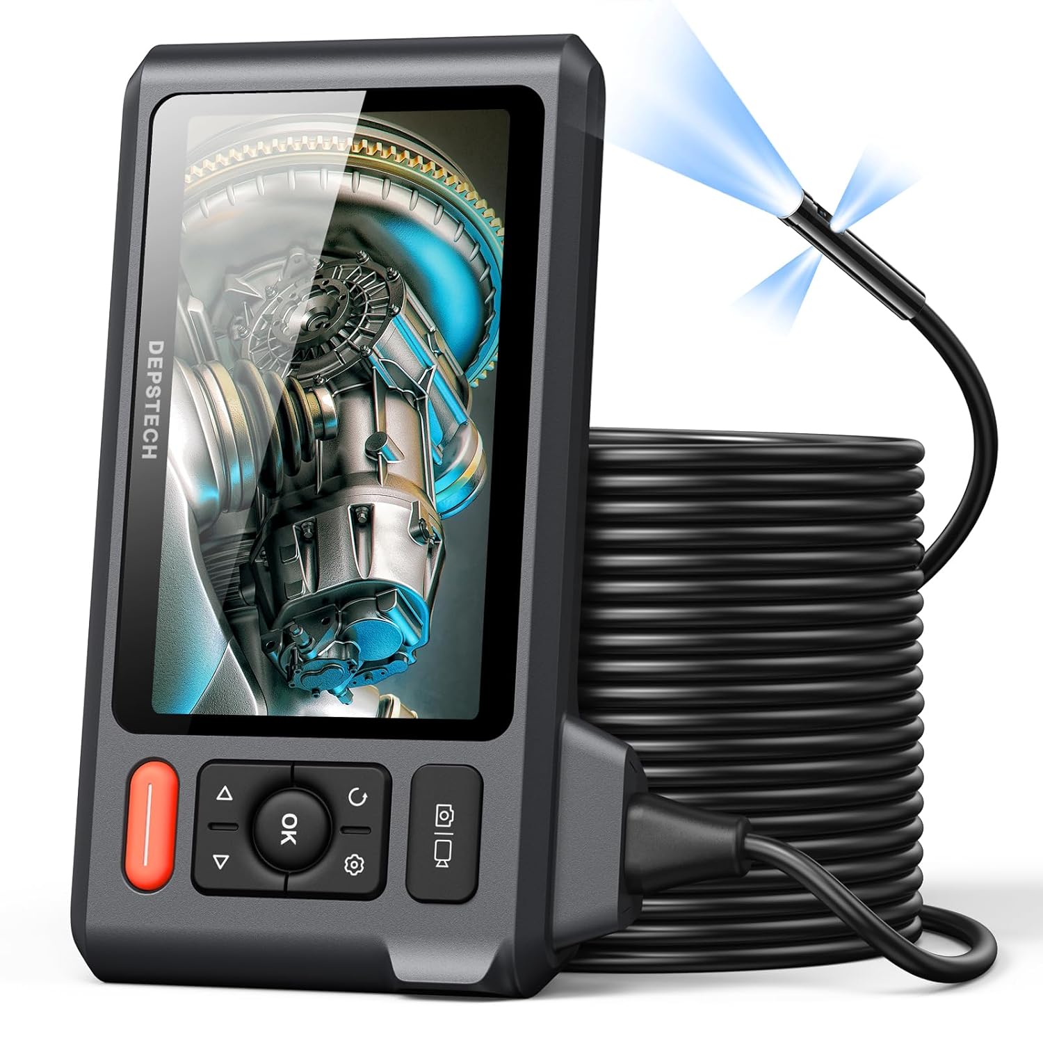 Triple Lens Endoscope Camera with Light with 50FT Semi-Rigid Cable, DEPSTECH 5