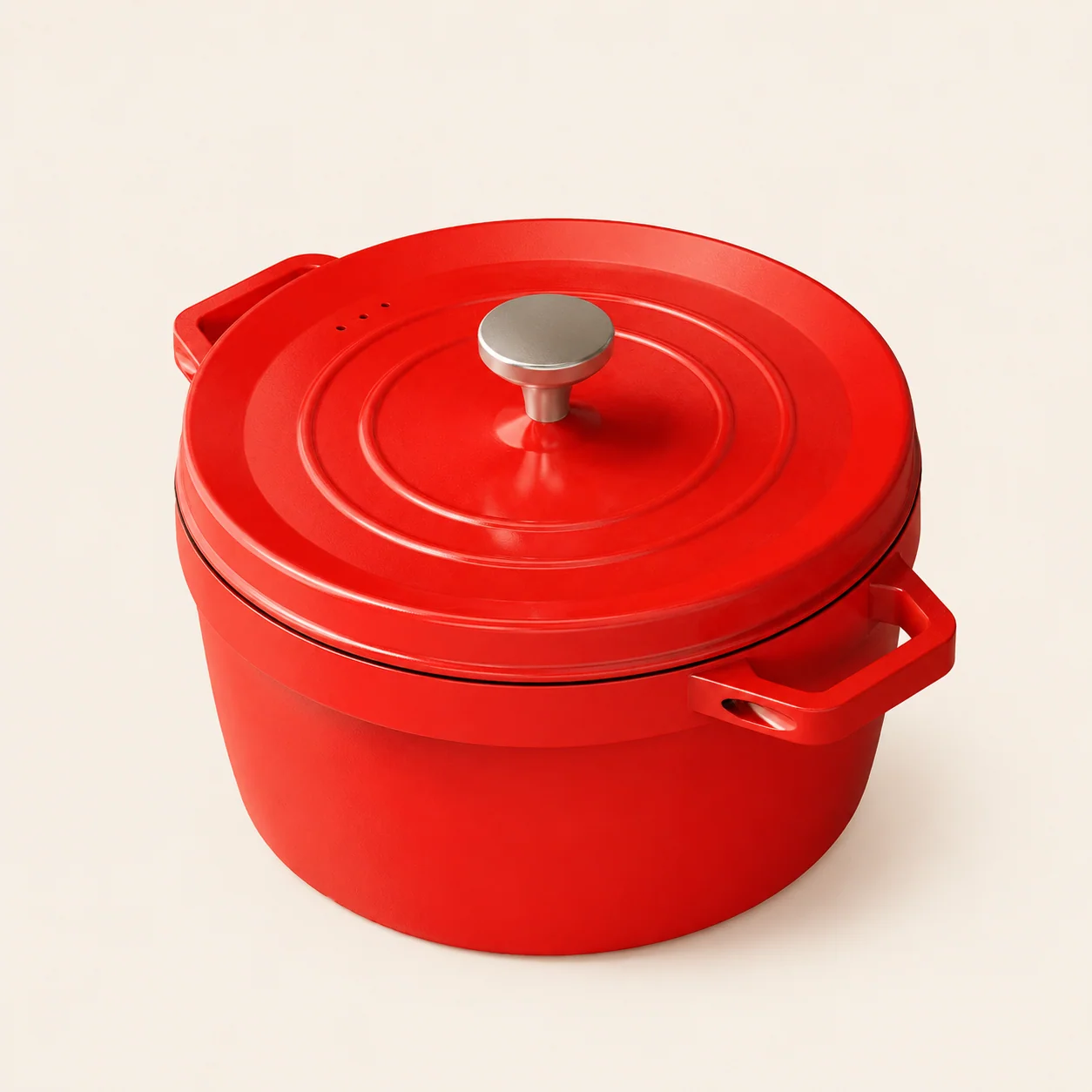 24cm Round Casserole Pot with Lid, Red