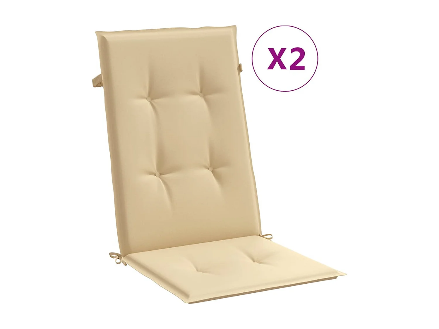 Coussins de chaise à dossier haut lot de 2 beige mélangé tissu