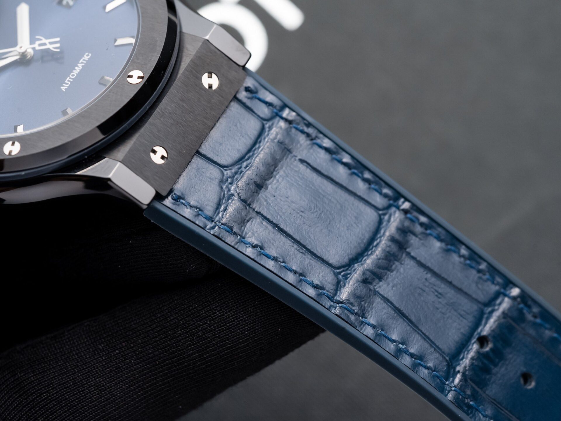 Hublot Classic Fusion Ceramic Blue Dial Replica Watch Leather Strap GS Factory 42mm - Top club