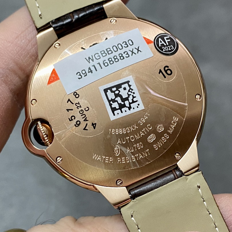 Fake Cartier Watch Ballon Bleu de Rose Gold 42mm Silver Dial Leather Strap WGBB0030 AF(1:1 replica) - Elite Watch Atelier