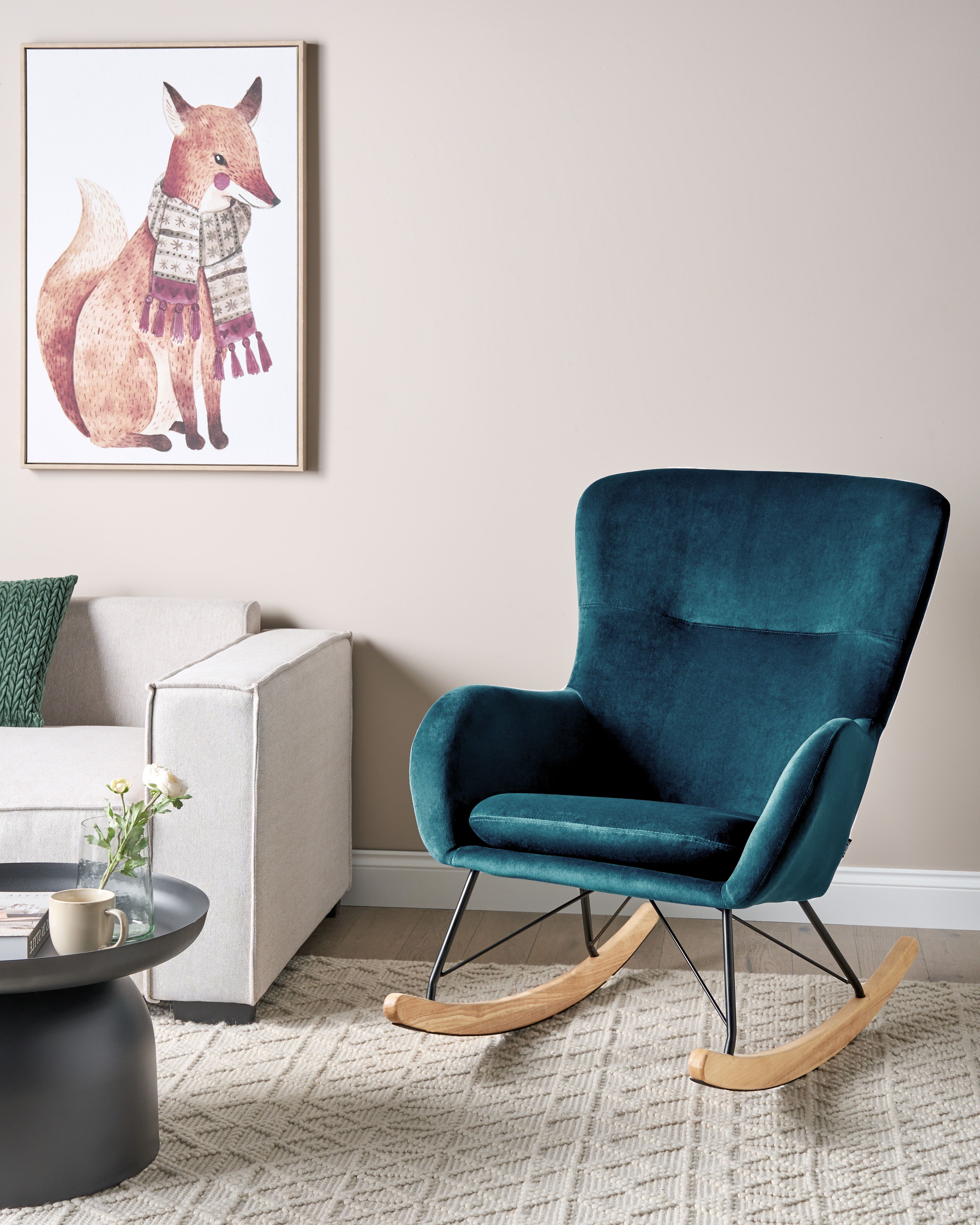 Rocking Chair ELLAN Velvet Sea Blue