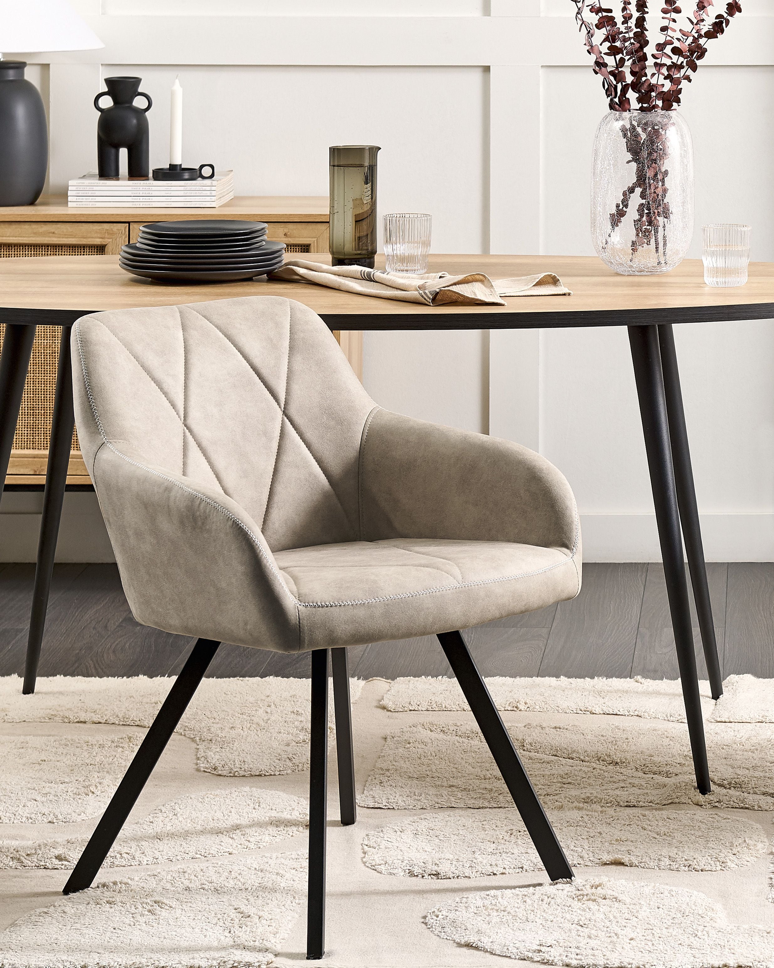 Set of 2 Dining Chairs MONEE Fabric Beige