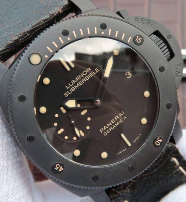 Replica Panerai XF PAM508 Real Ceramic Black Distressed Calfskin Strap - Top club