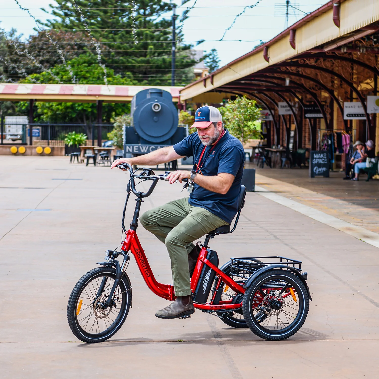 Addmotor Folding Electric Trike, 90MI Electric Tricycle for Adults, 750W 48V 20Ah, CITYTRI 3 Wheel Electric Bikes, Step-Thru Etrike with Rear Speed Differential & Parking Brake, E-310 Plus Red - Image 14