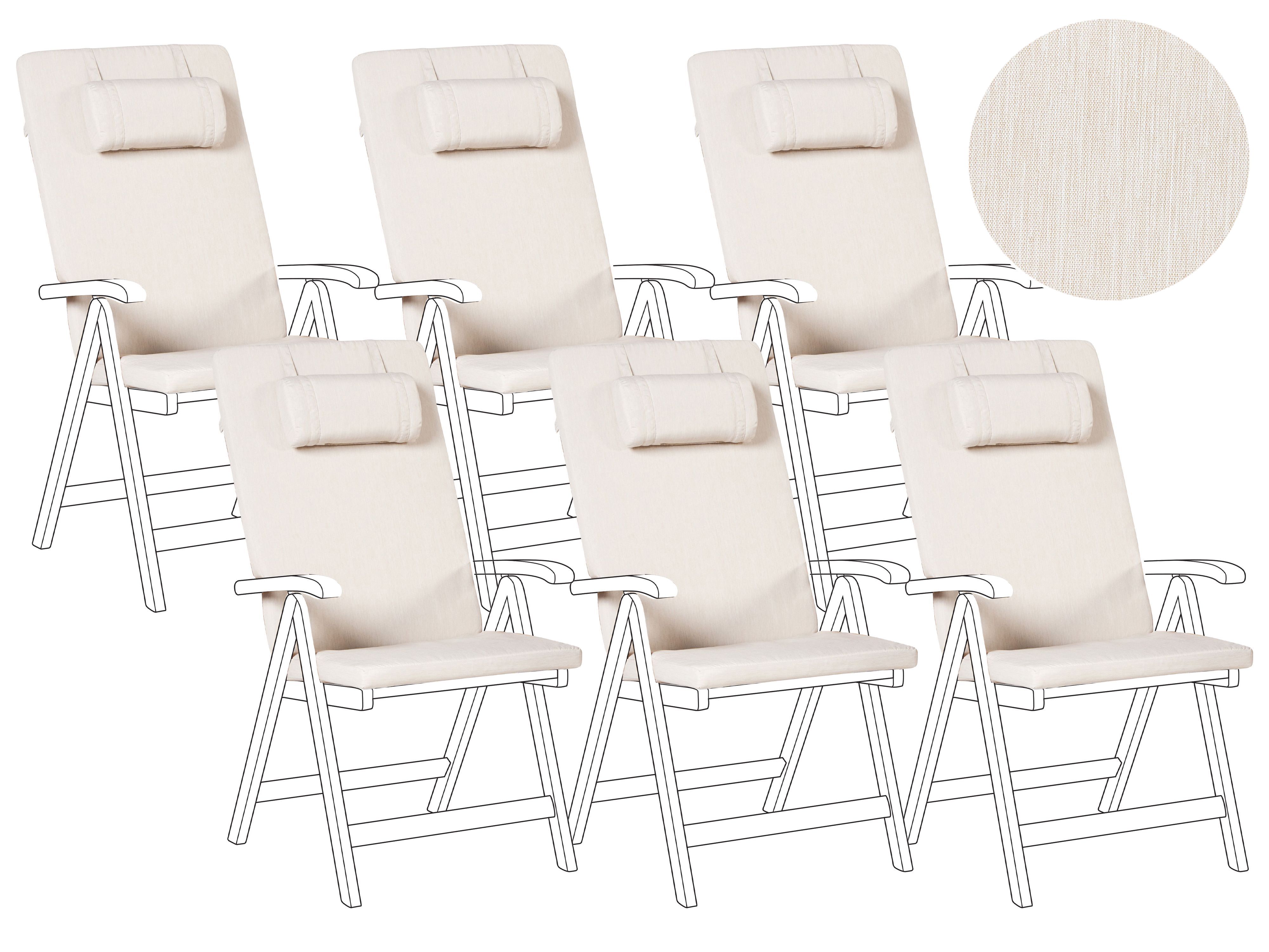 Set of 6 Back/Seat Cushions JAVA/AMANTEA PREMIUM 50 x 70 cm Light Beige