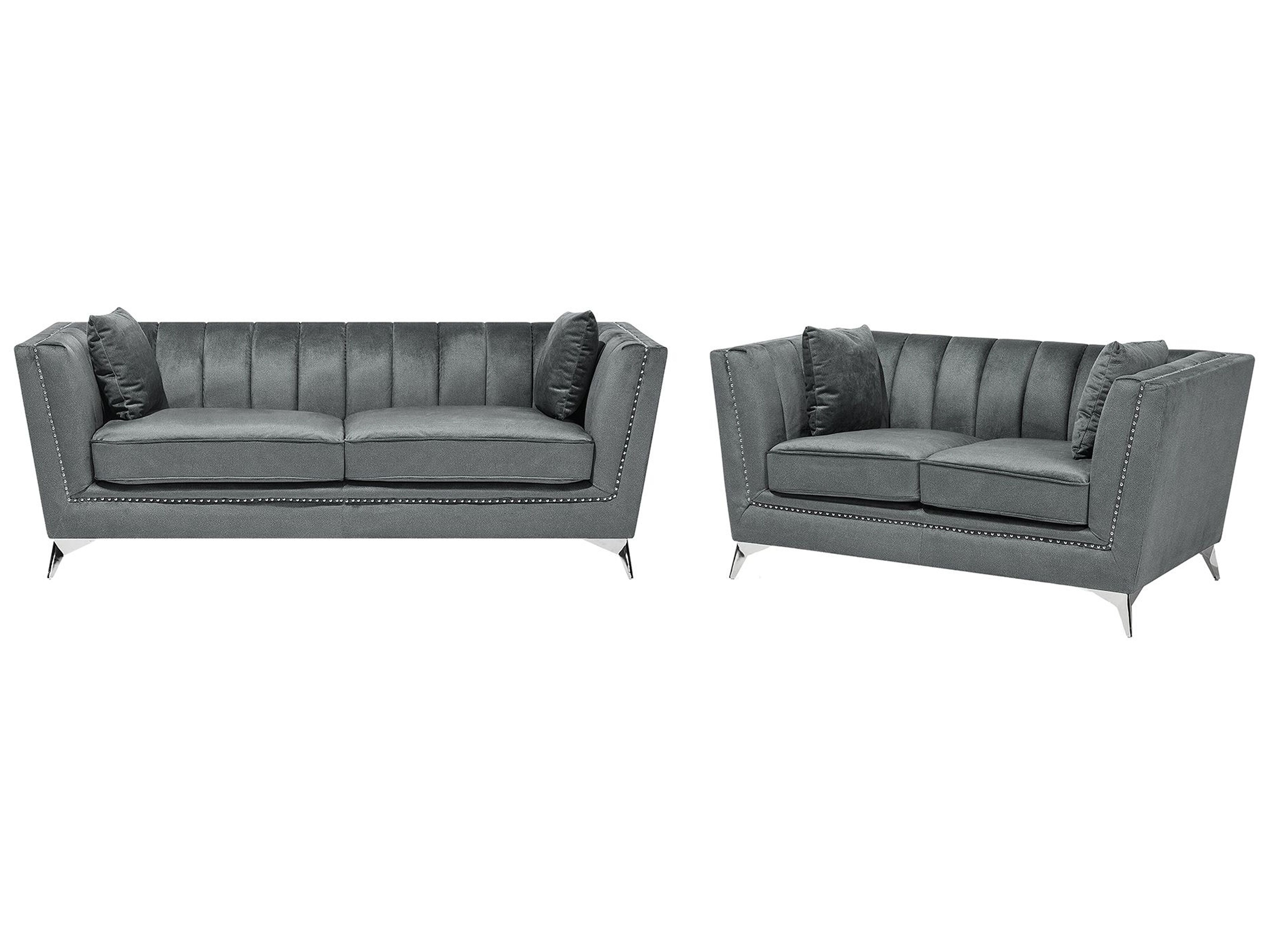 Living Room Set 5 Seater GAULA Velvet Grey