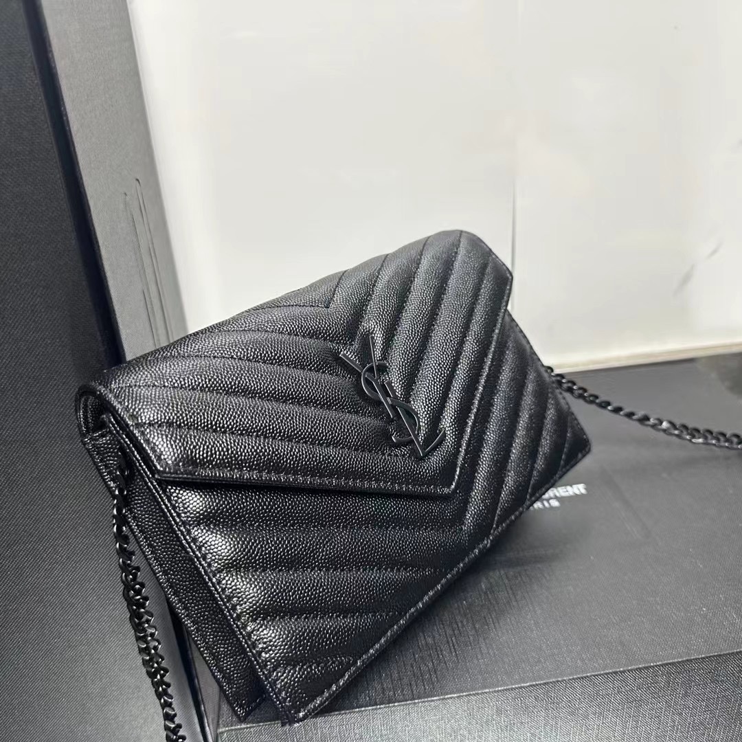 YSL Chain Shoulder Bag - Black Leather & Black Hardware1:1High-quality replica