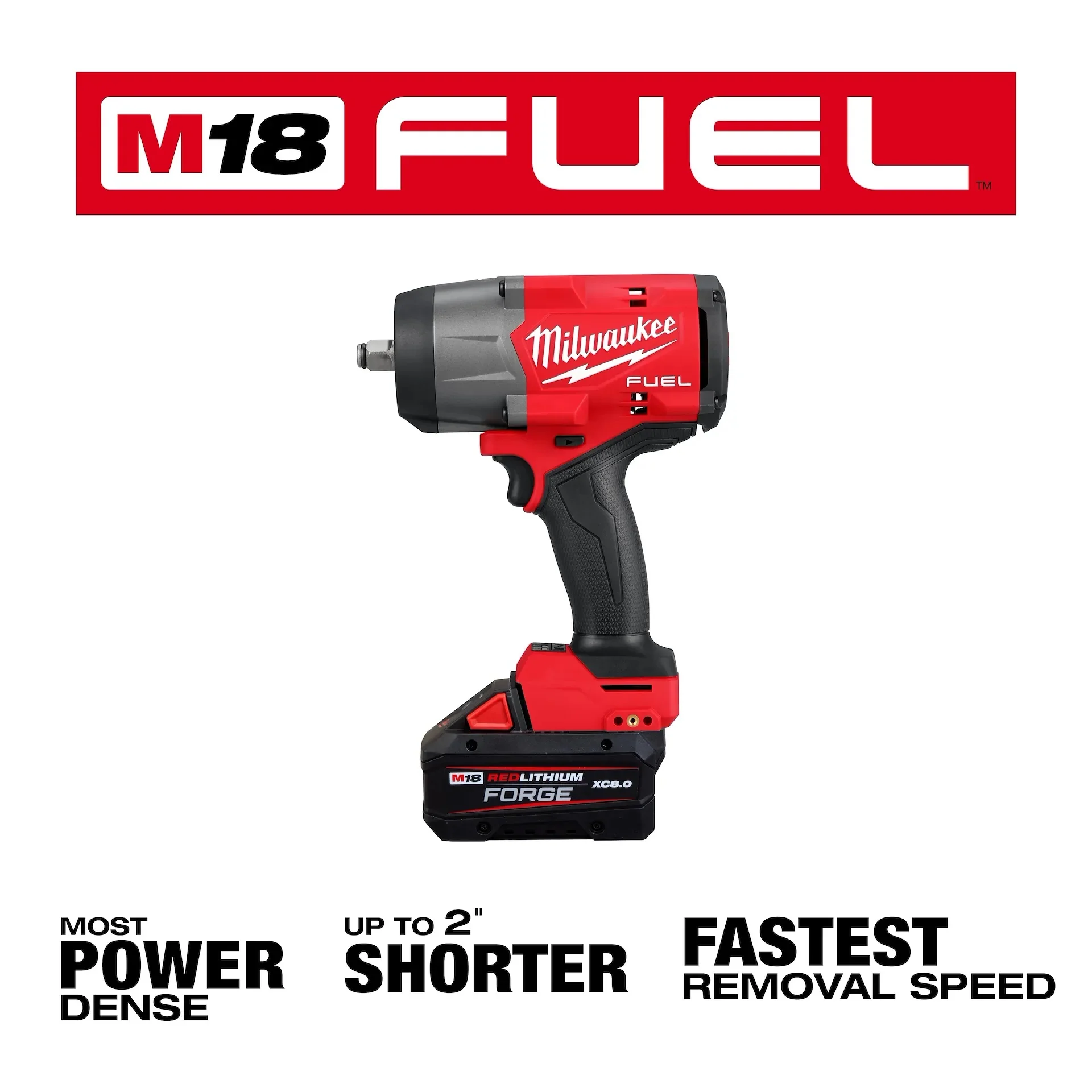 Milwaukee M18 FUEL 18V 1/2 in. High Torque Impact Wrench w/ Friction Ring Kit w/ FORGE 8.0 Battery