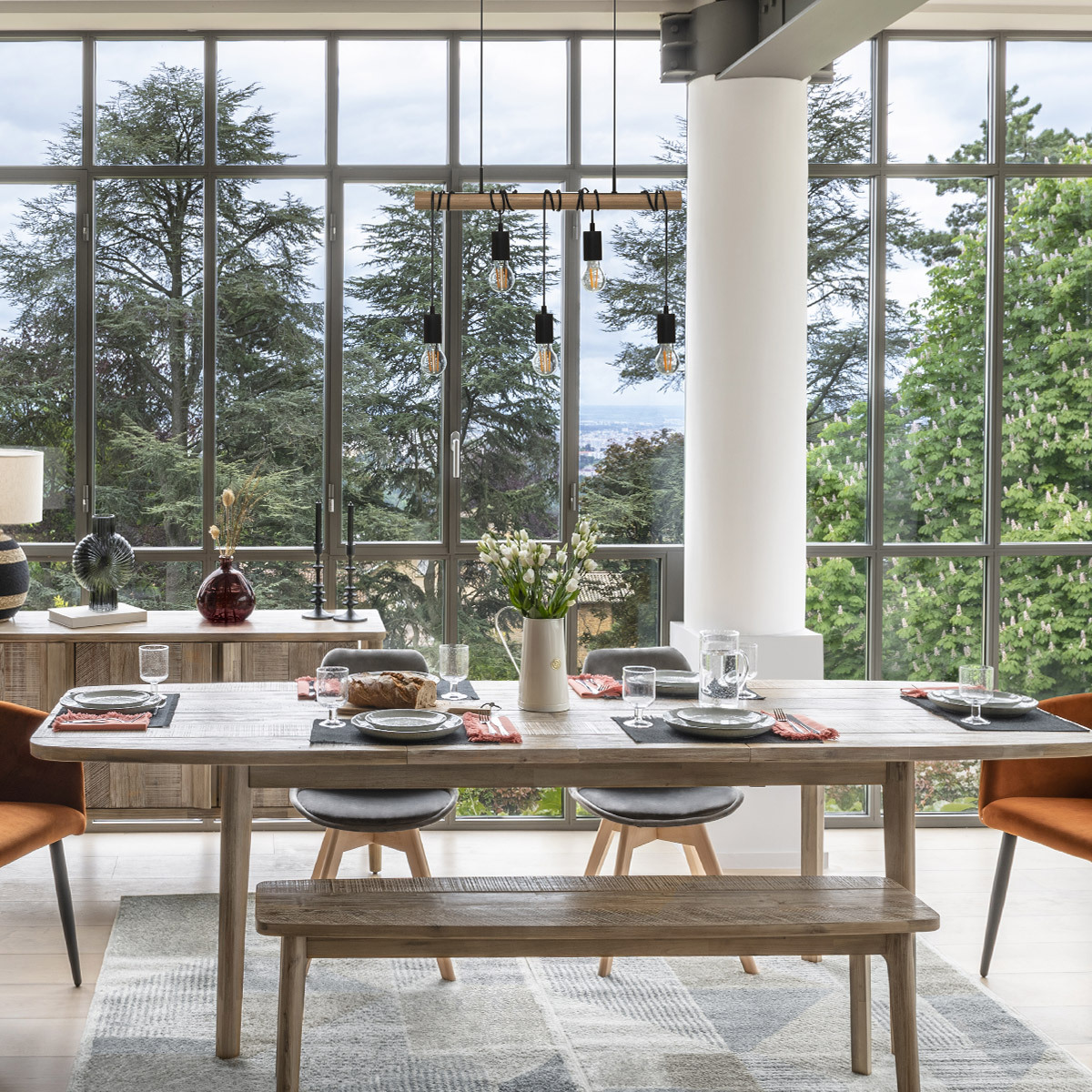 Extendable dining table "Banila" Acacia, L.180-260 cm