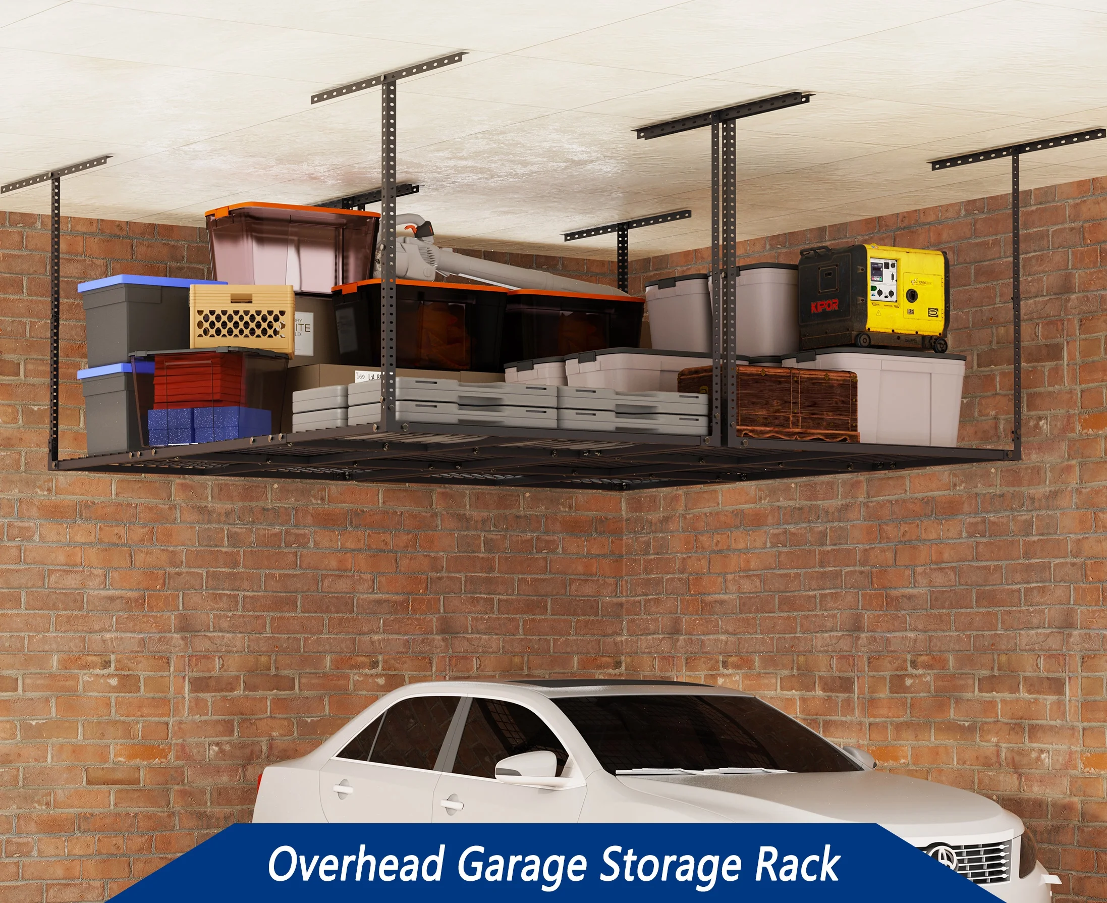 3 x 6FT Overhead Garage Storage Rack,Adjustable Ceiling Storage Racks,Garage Shelving Heavy Duty Storage Organizer System,500Lbs Weight Capacity(Black)