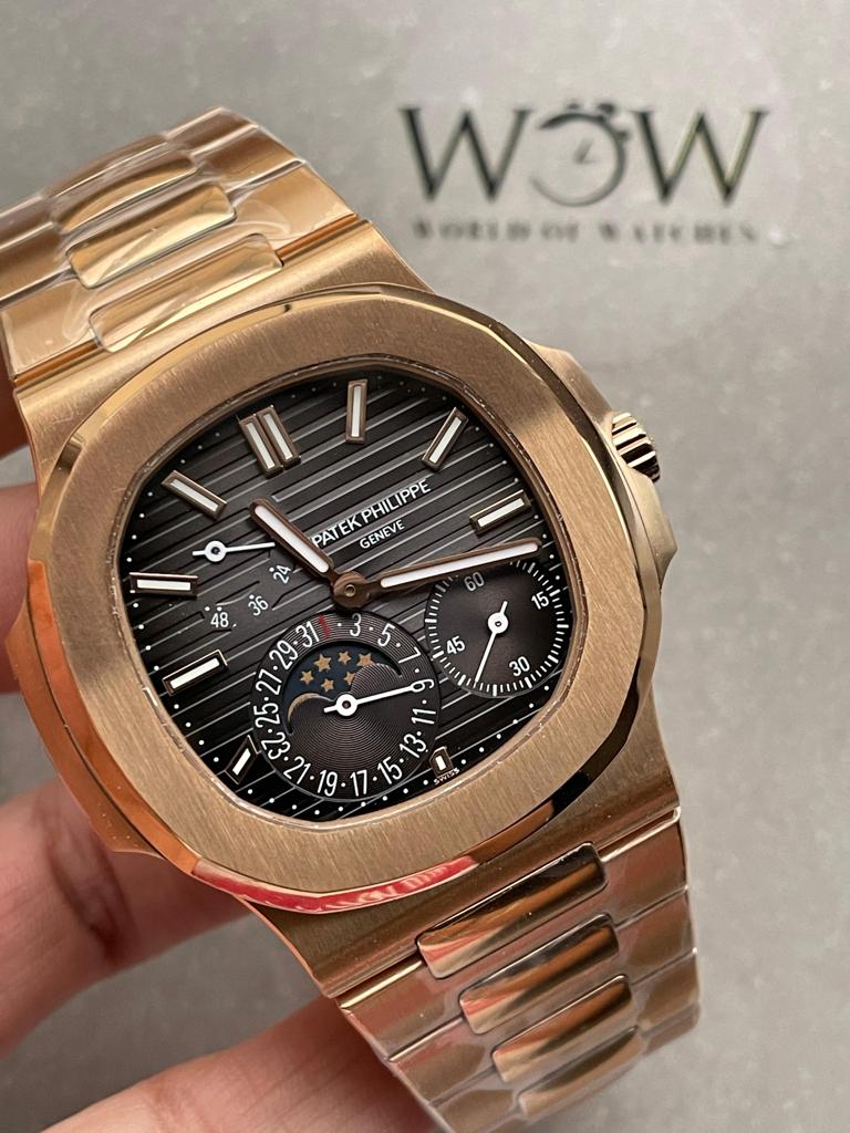Replica PATEK PHILIPPE Nautilus Moon Phases 5712 RG Grey Dial on RG Bracelet PPF A240 - Top club