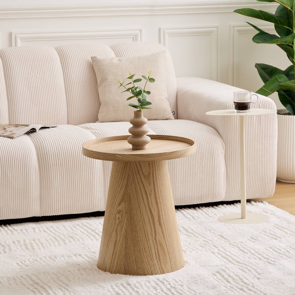 Side Table "Hercyna" Beige, &Oslash; 45 cm