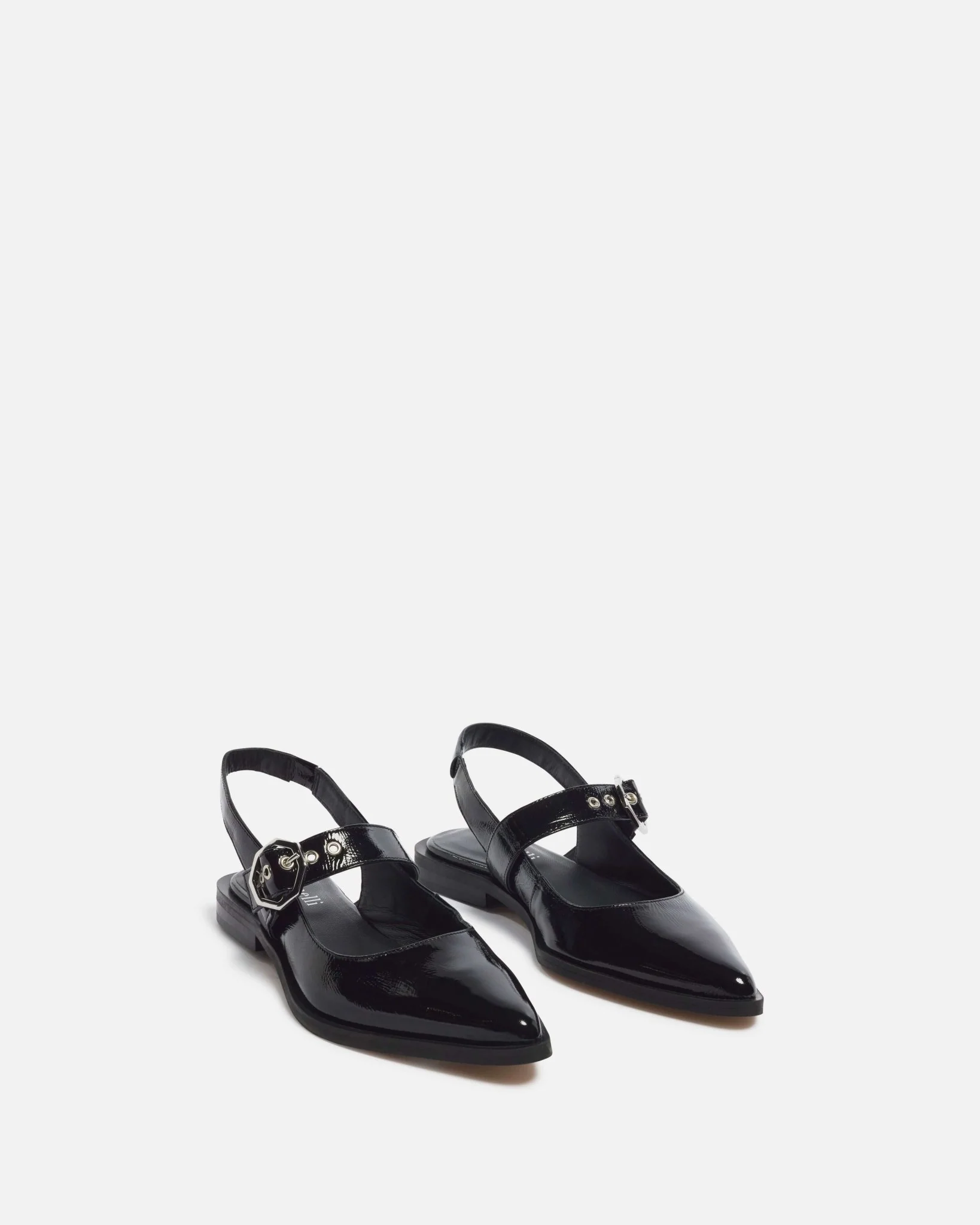 SLINGBACKS MITTY/CRK - En cuir craquelé noir