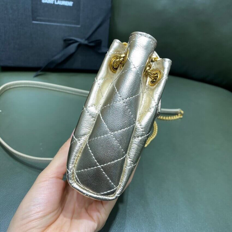 Replica Saint Laurent Nolita Mini Leather Shoulder Bag 672738 Champagne Gold1:1High-quality replica