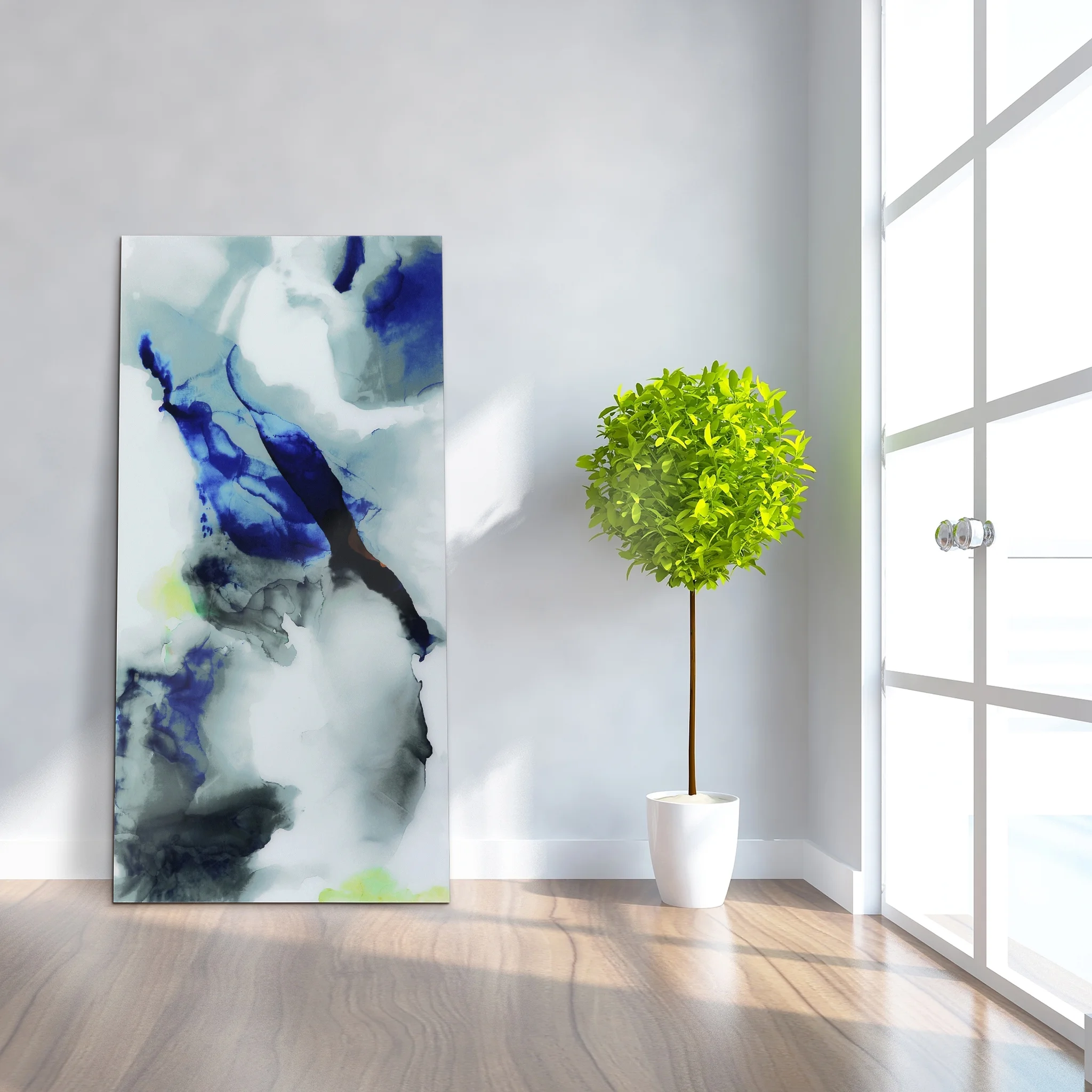 Empire Art Direct Blue Splash Frameless Free Floating Tempered Glass Panel Graphic Wall Art, 72" x 36", Ready to Hang - Image 8