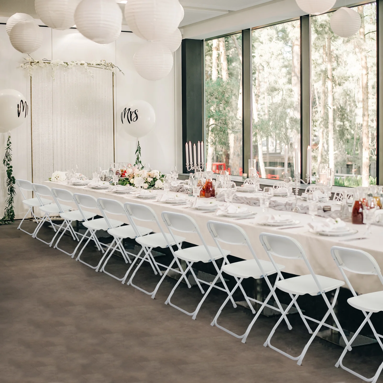 Ktaxon 10 Pack Commercial Plastic Folding Chairs Stackable Wedding Party Chairs Portable Chairs for Outdoor White - Image 2