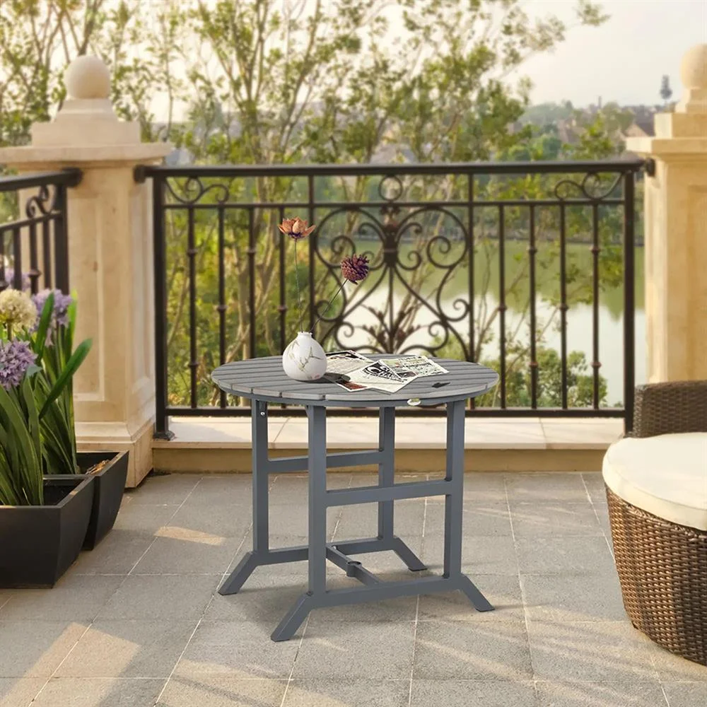 Topcobe Aluminum Frame Round Patio Table with Umbrella Hole, Outdoor Dining Table for 4 People, Modern Furniture for Outdoor, Dark Gray