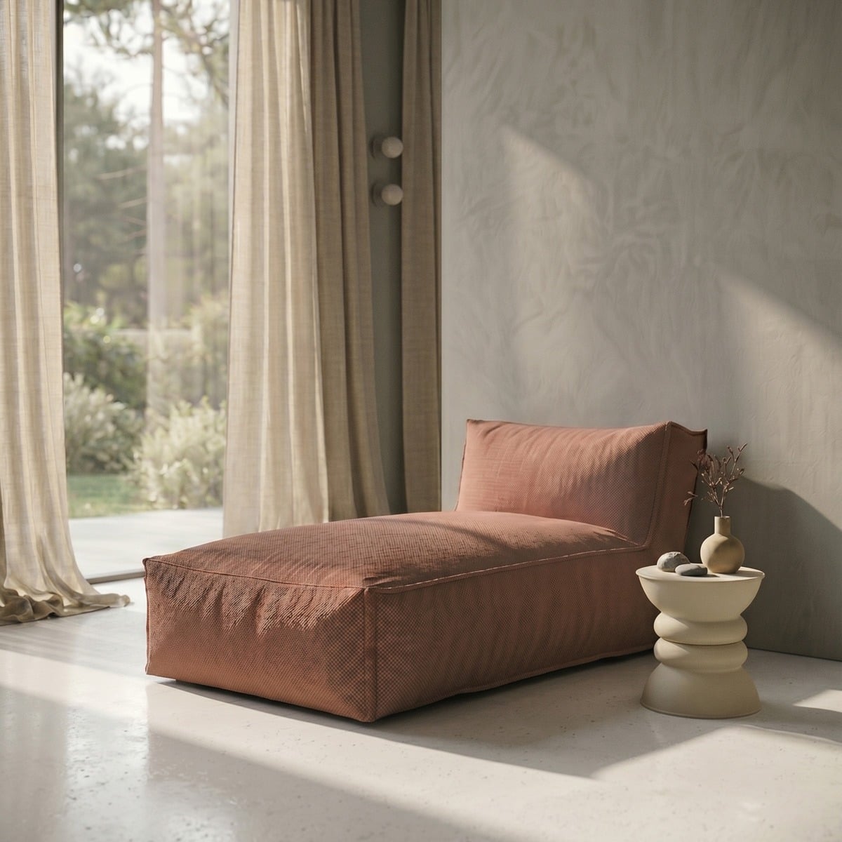 Leżanka BAGSY szara 95x175x80 cm