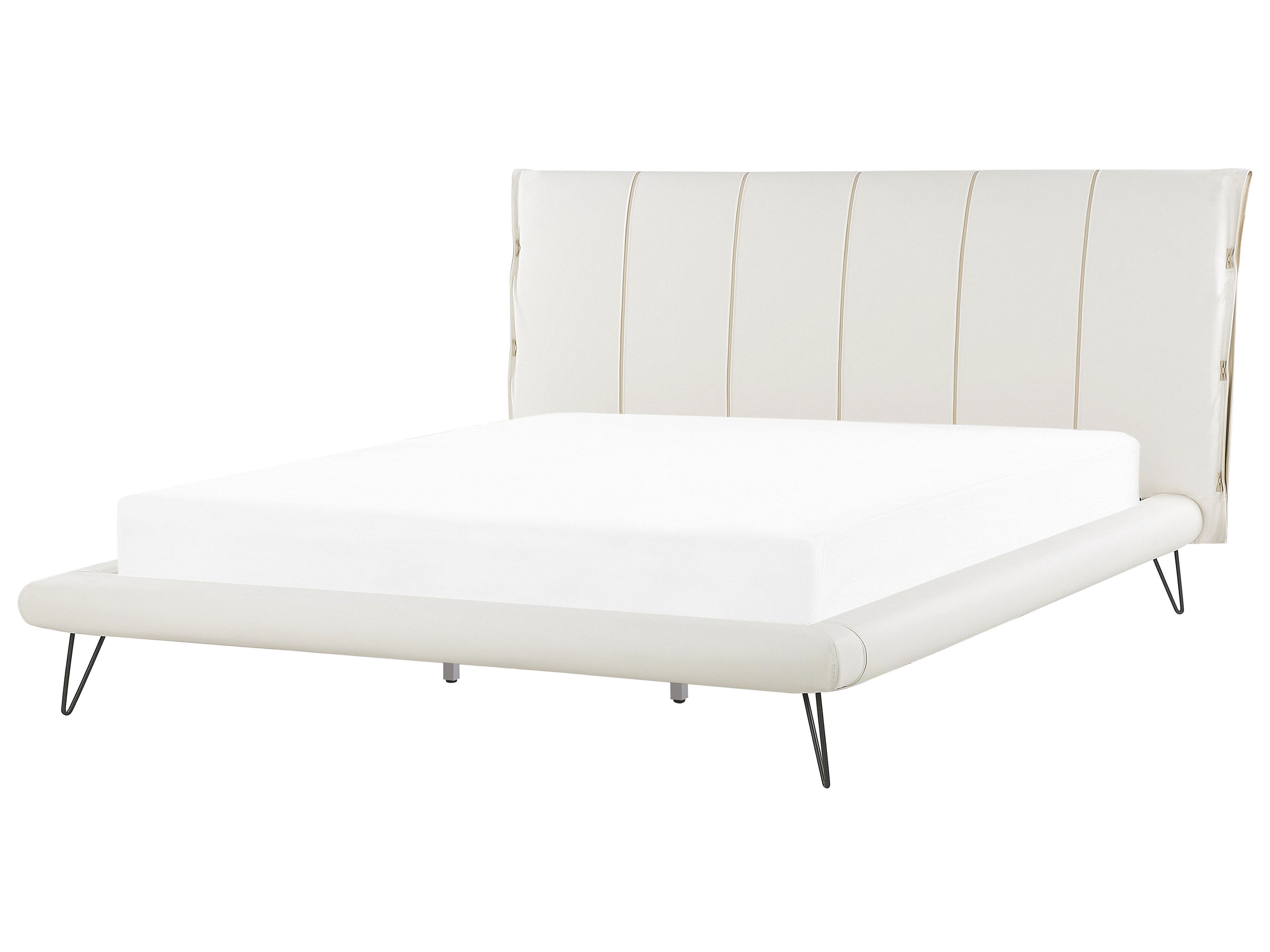 Bed Faux Leather BETIN 180 x 200 cm (EU Super King) Light Beige