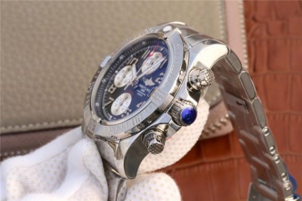 Replica Breitling Avenger II Chronograph 43mm SS GF Black/White Dial SS Bracelet A7750 - Top club