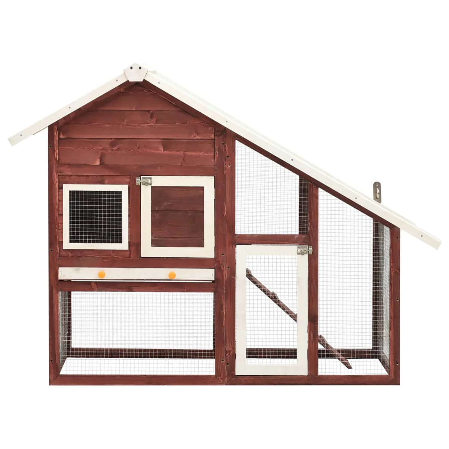 Pefilos 55" 2 Story Rabbit Hutch with Ramp, Tray, Wood Bunny Cage Poultry Chicken Coops, Beige - Image 16