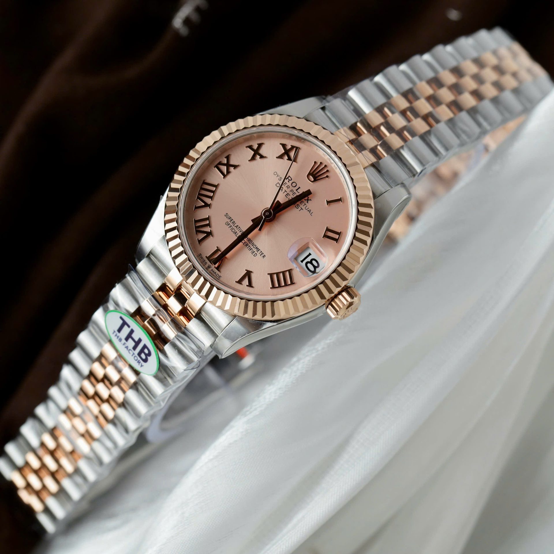 Rolex DateJust Luxury Fake Watches Pink Dial THB Factory 31mm - Top club