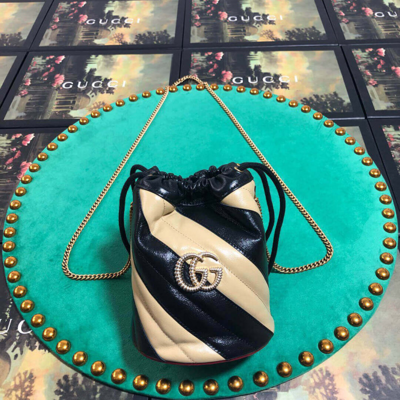 Replica Gucci Gg Marmont Mini Bucket Bag 575163 Beige/Black1:1High-quality replica