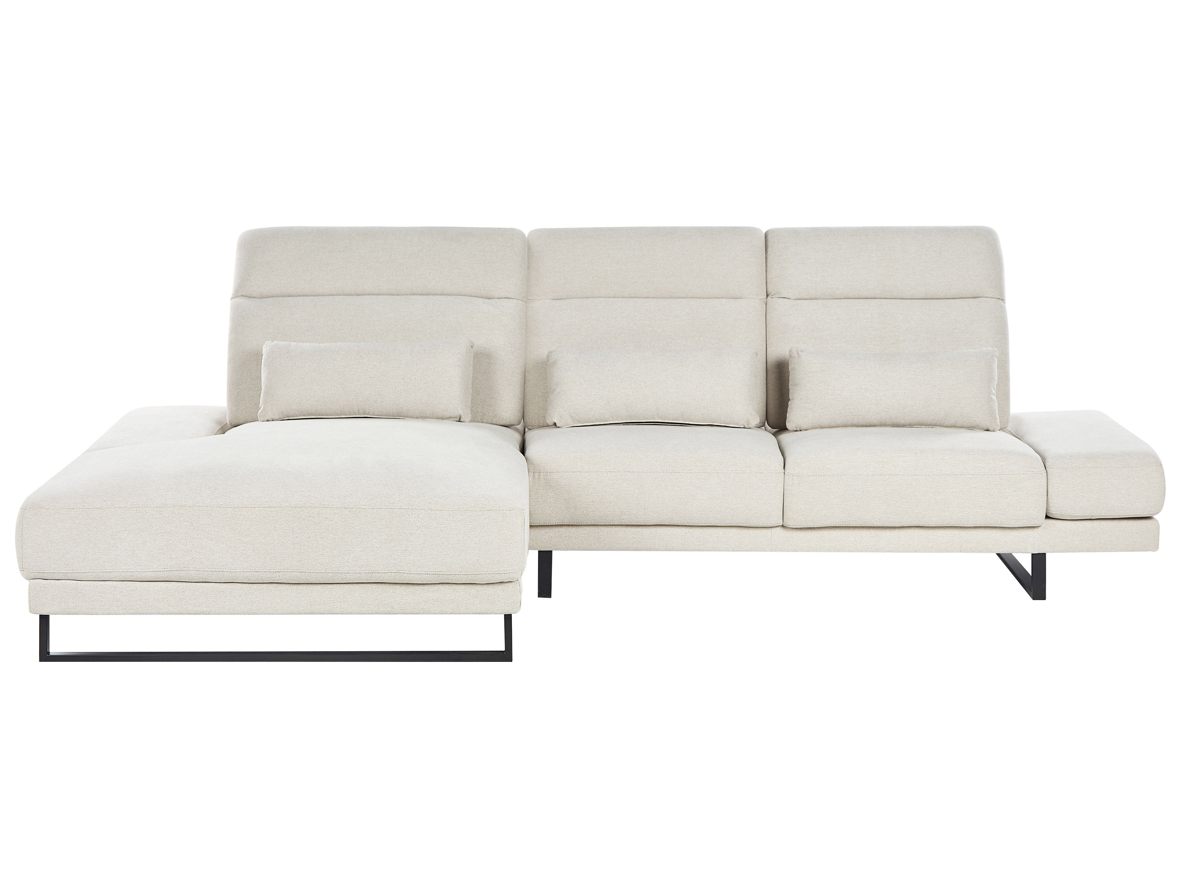 Corner Sofa 4 Seater IKAST Fabric Light Beige Right Hand