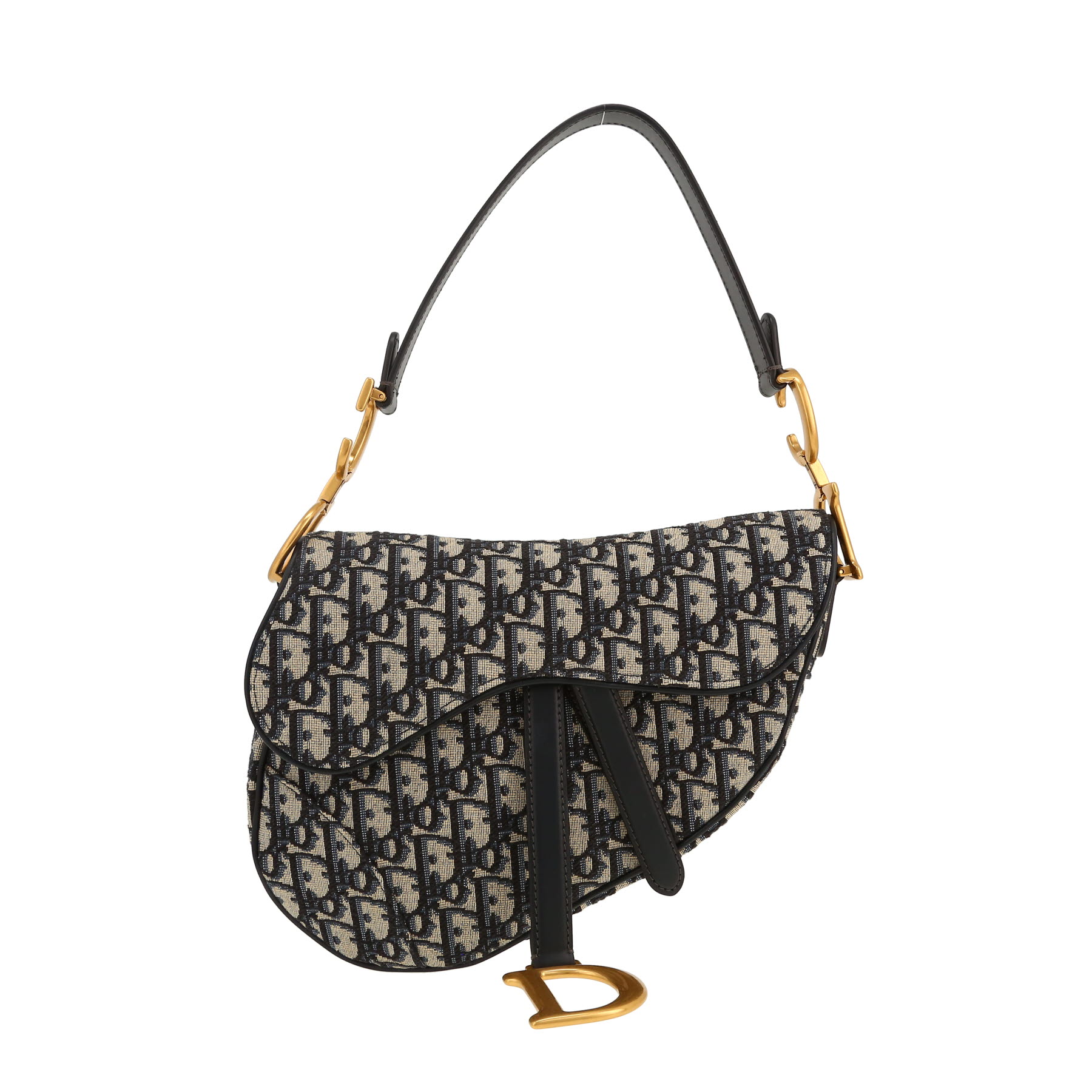 Dior Saddle handbag in blue monogram canvas Oblique and navy blue leather1:1High-quality replica
