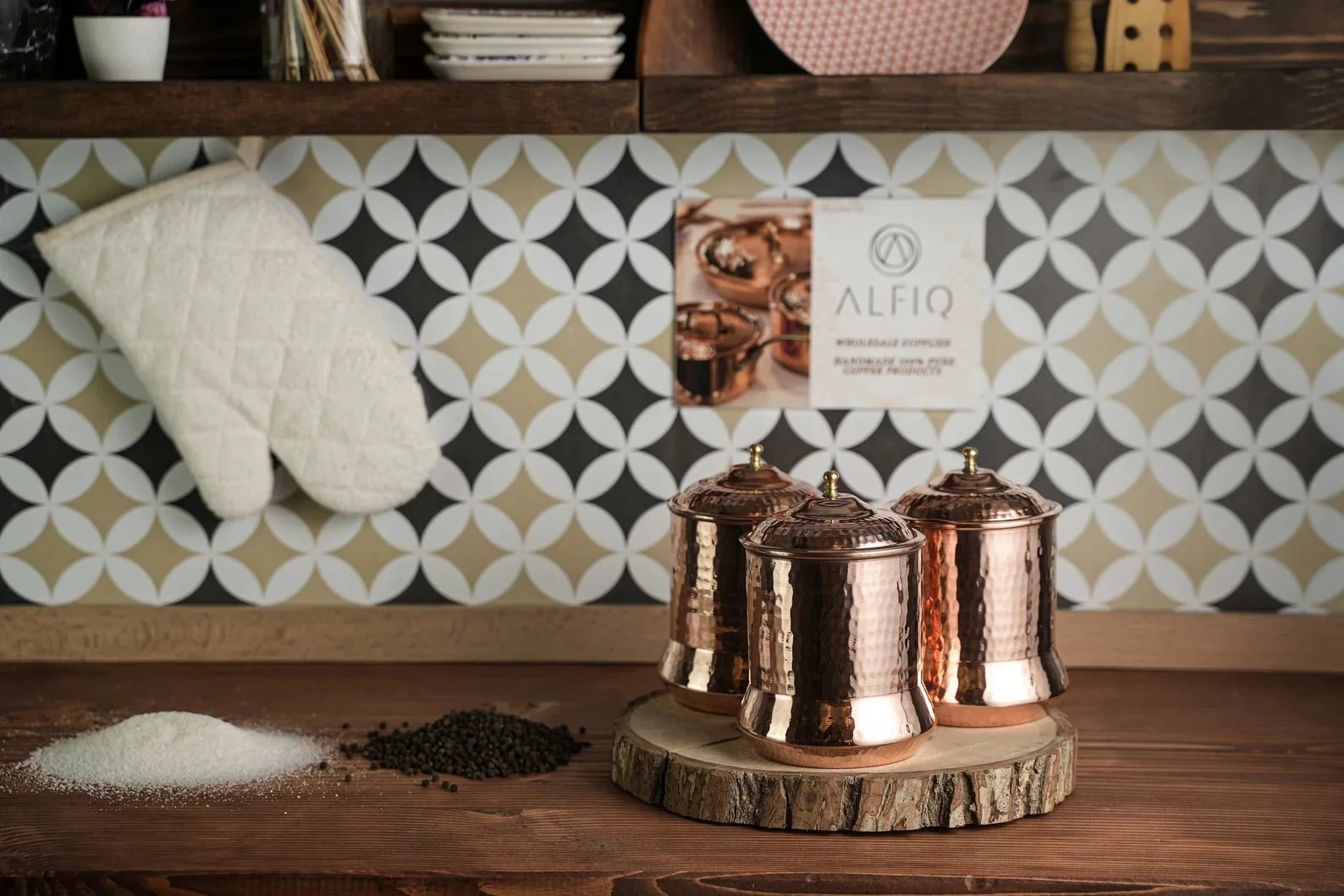 Set of 3 Solid Copper Canister Set with Lid | 100% Copper Kitchen Storage Box| Copper Spice Jar Container