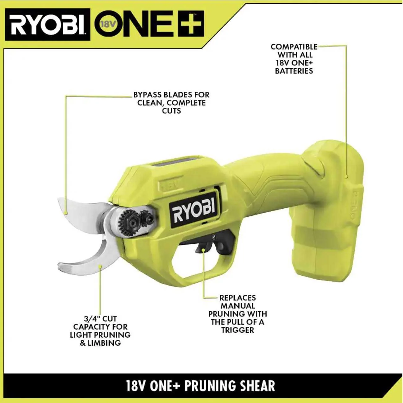 RYOBI ONE+ 18V Cordless Pruner With 2.0 Ah Battery And Charger - Image 4 RYOBI ONE+ 18V Cordless Pruner With 2.0 Ah Battery And Charger - Image 4