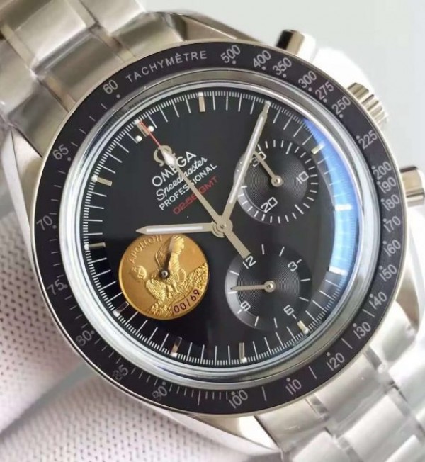 Replica Omega Speedmaster Apollo 11 40th anniversary Black Dial SS Bracelet Manual Winding - Top club