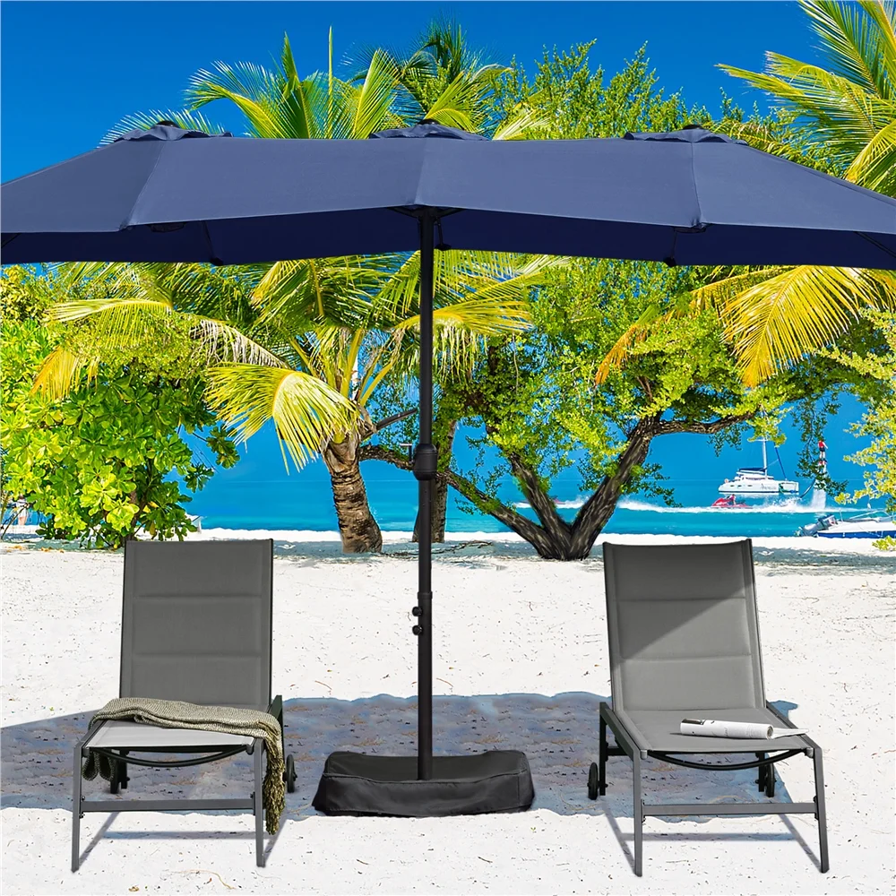 Topeakmart 13ft Patio Parasol Canopy with Crank, Tan - Image 34